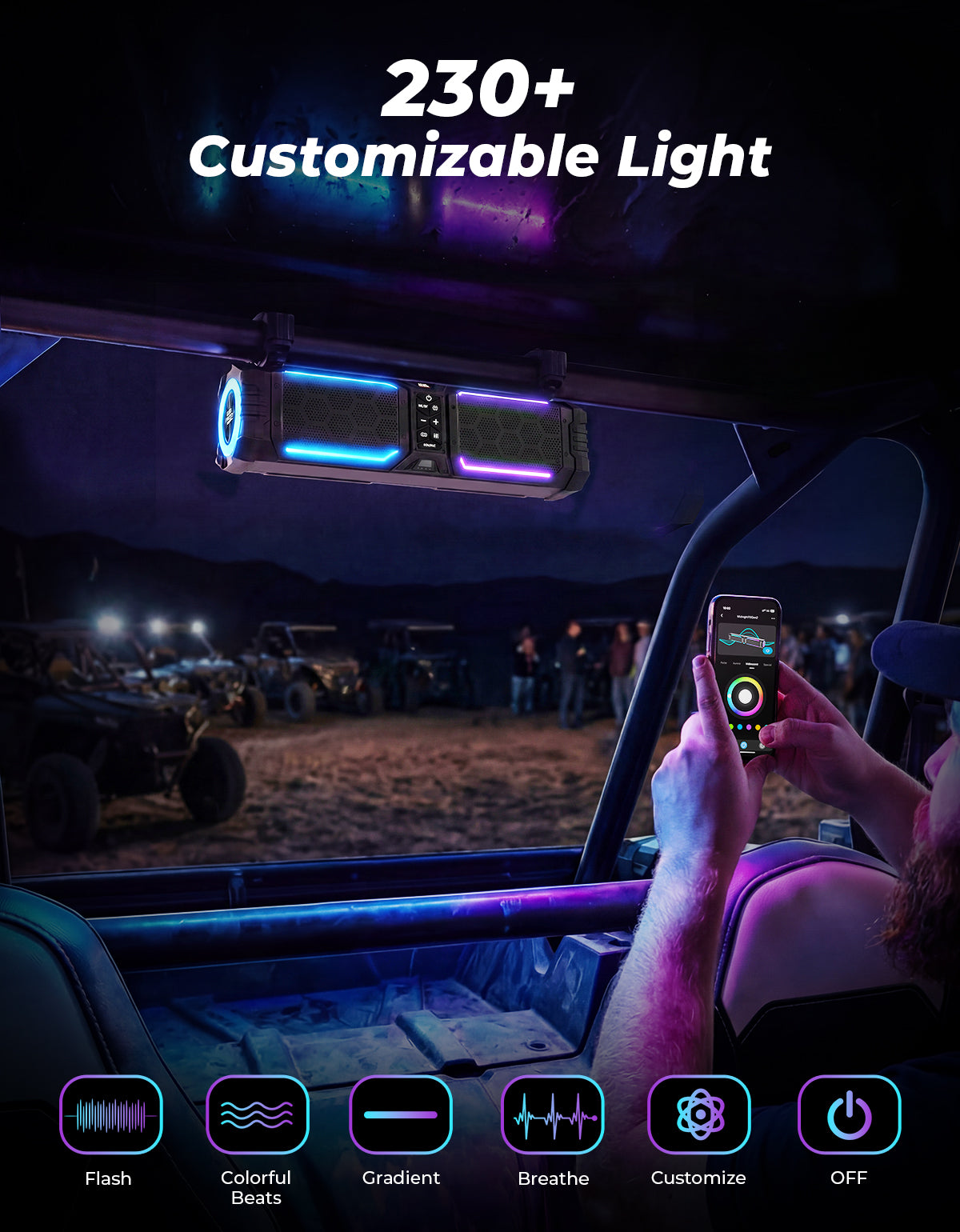 KEMIMOTO Midnight 50 Lite Gen2 Soundbar UTV 20" 6 Altoparlanti