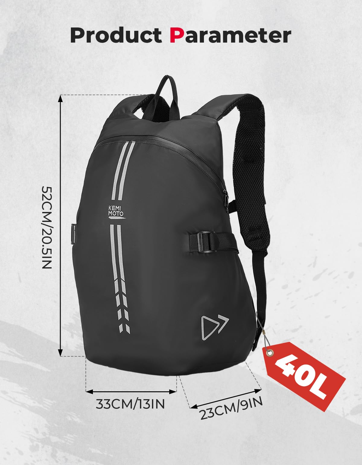 KEMIMOTO Zaino Moto 40L Porta Casco Impermeabile