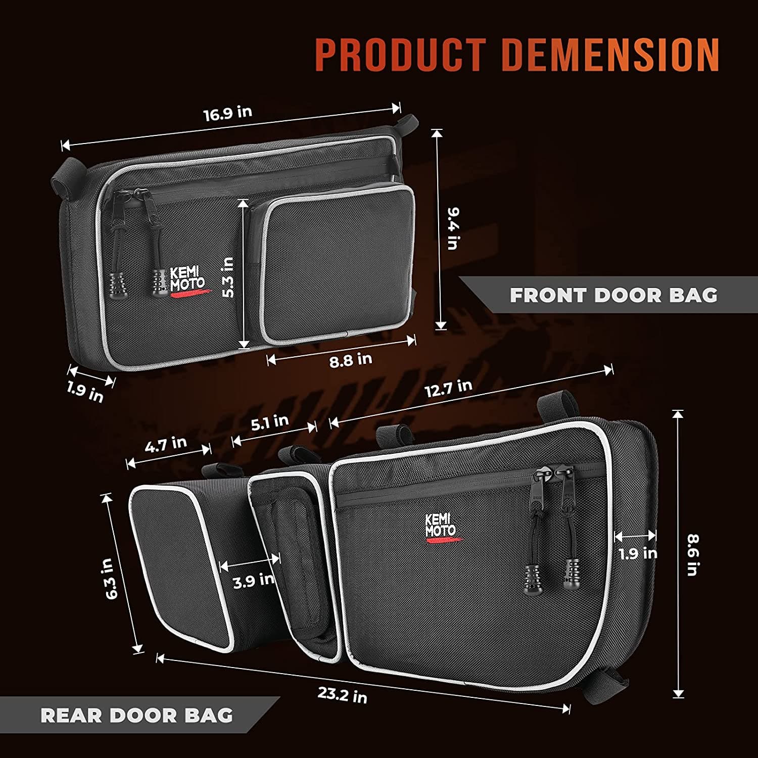 KEMIMOTO Maverick X3 Max Borse Porta Bordo Bianco 4pz