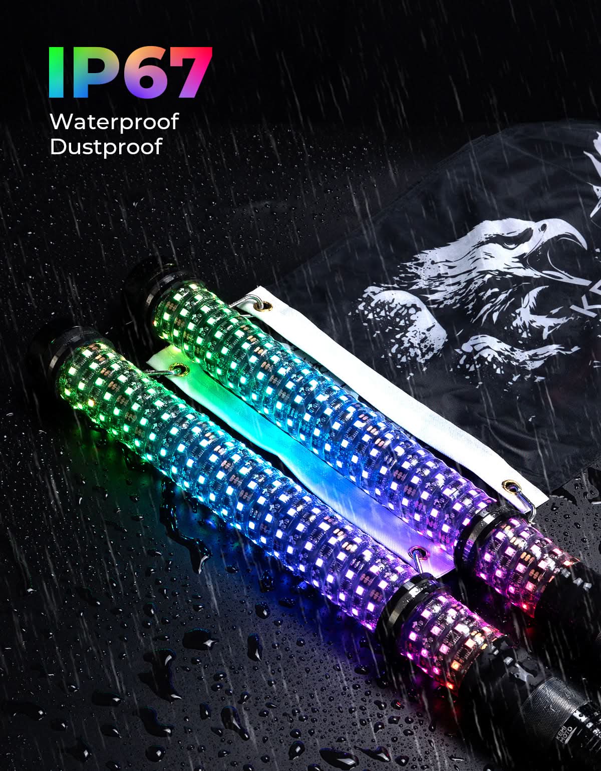 KEMIMOTO Fat Whip 2FT whip light LED 2 pezzi con freccia