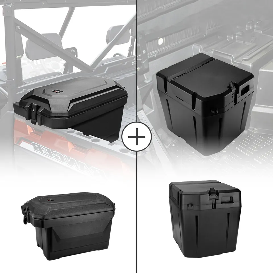 KEMIMOTO Baule 45,3L + Box Sottosedile per Polaris Ranger Set 2 Pezzi