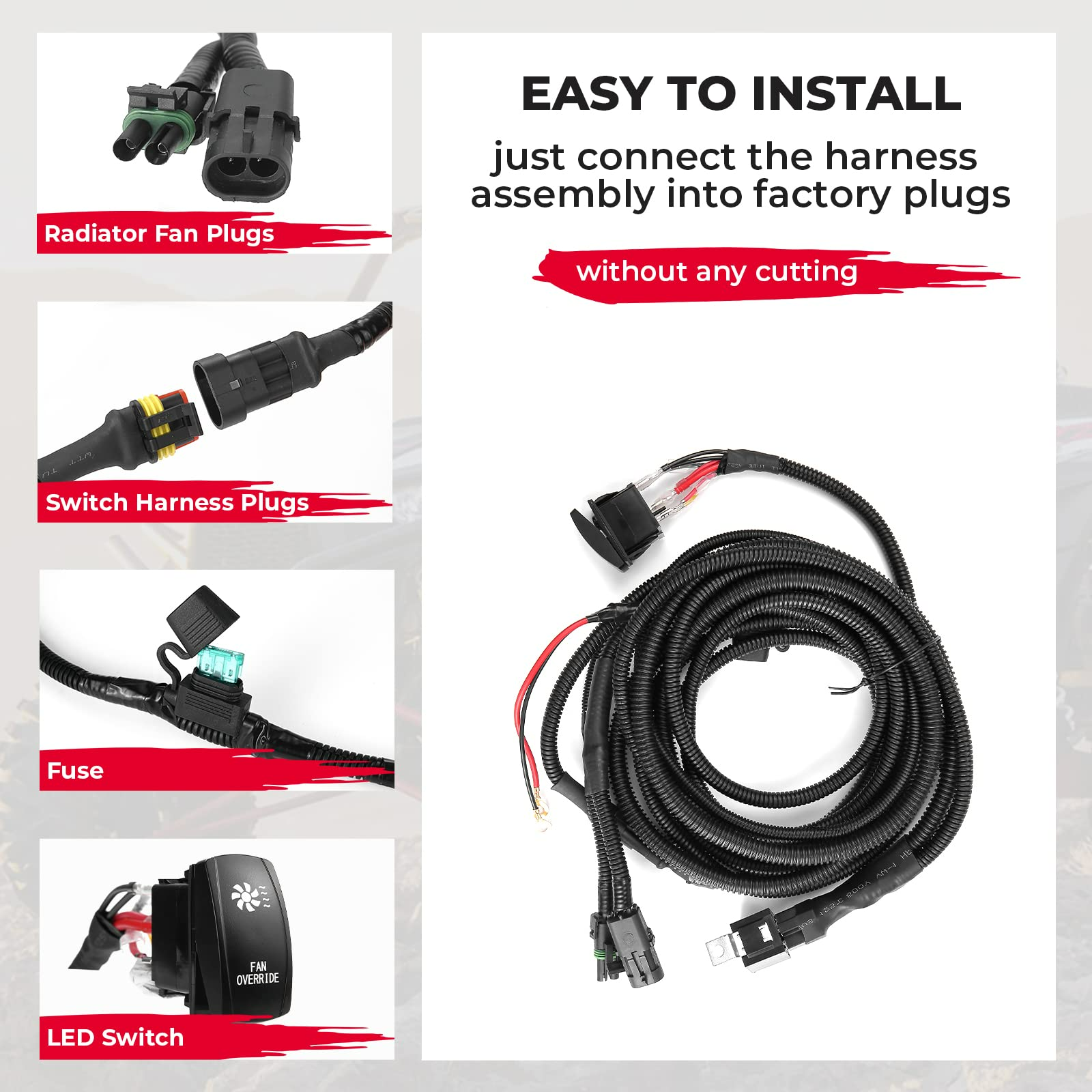 KEMIMOTO kit interruttore ventola 12V con relè per Polaris Can-Am
