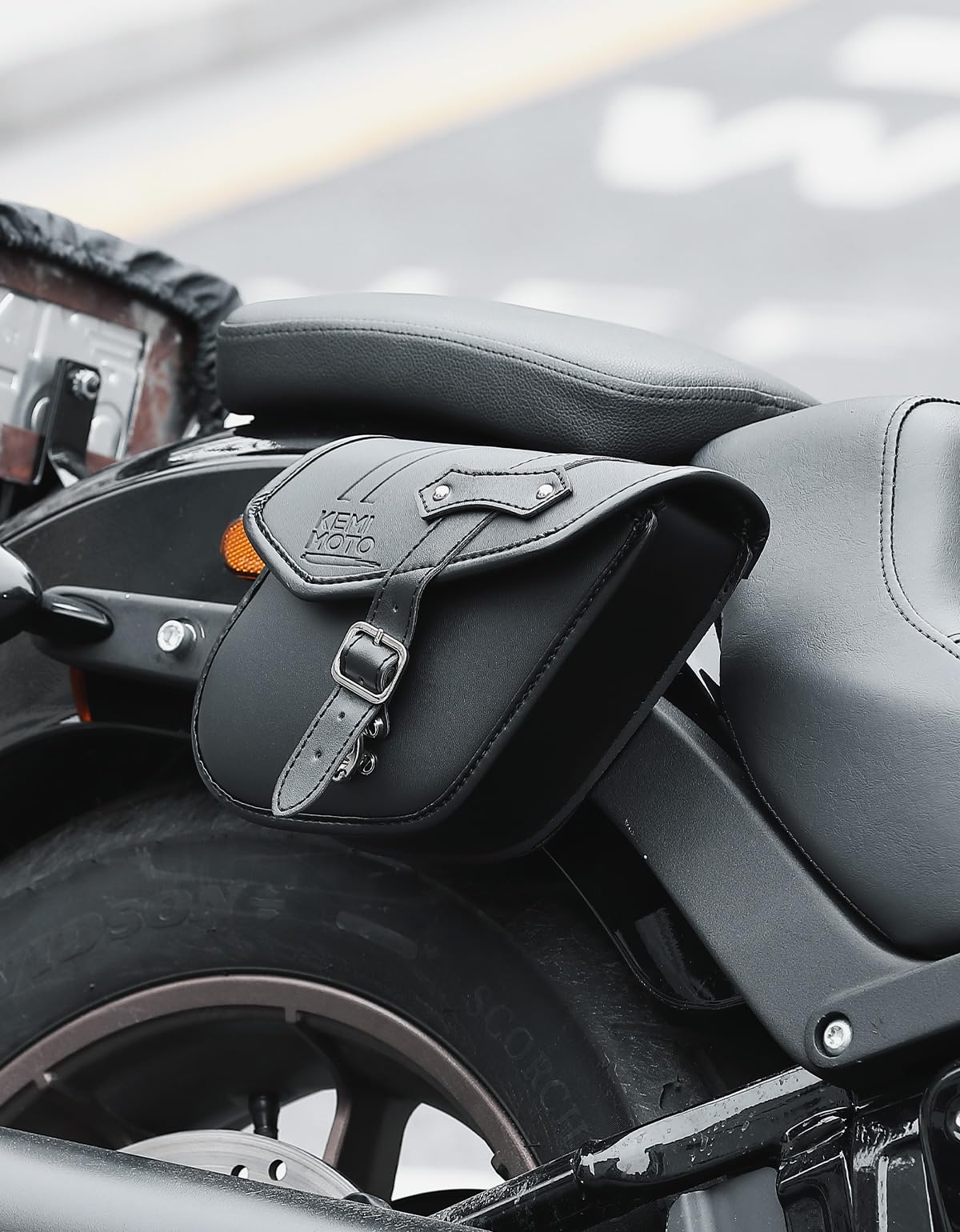 KEMIMOTO borsa laterale moto pelle per Sportster nera