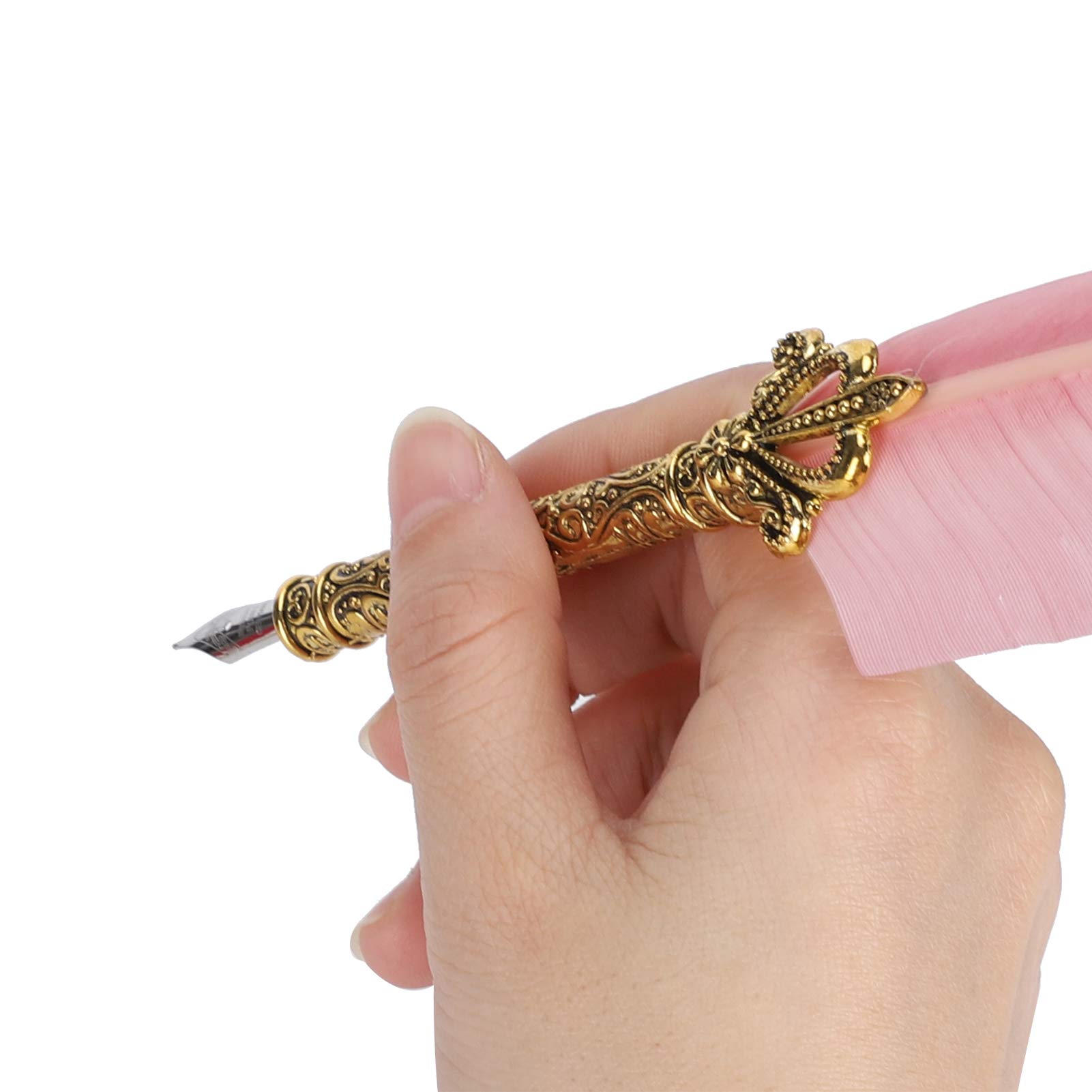 Kuuleyn Penna Piuma Calligrafia Vintage Rosa Pennino Oro