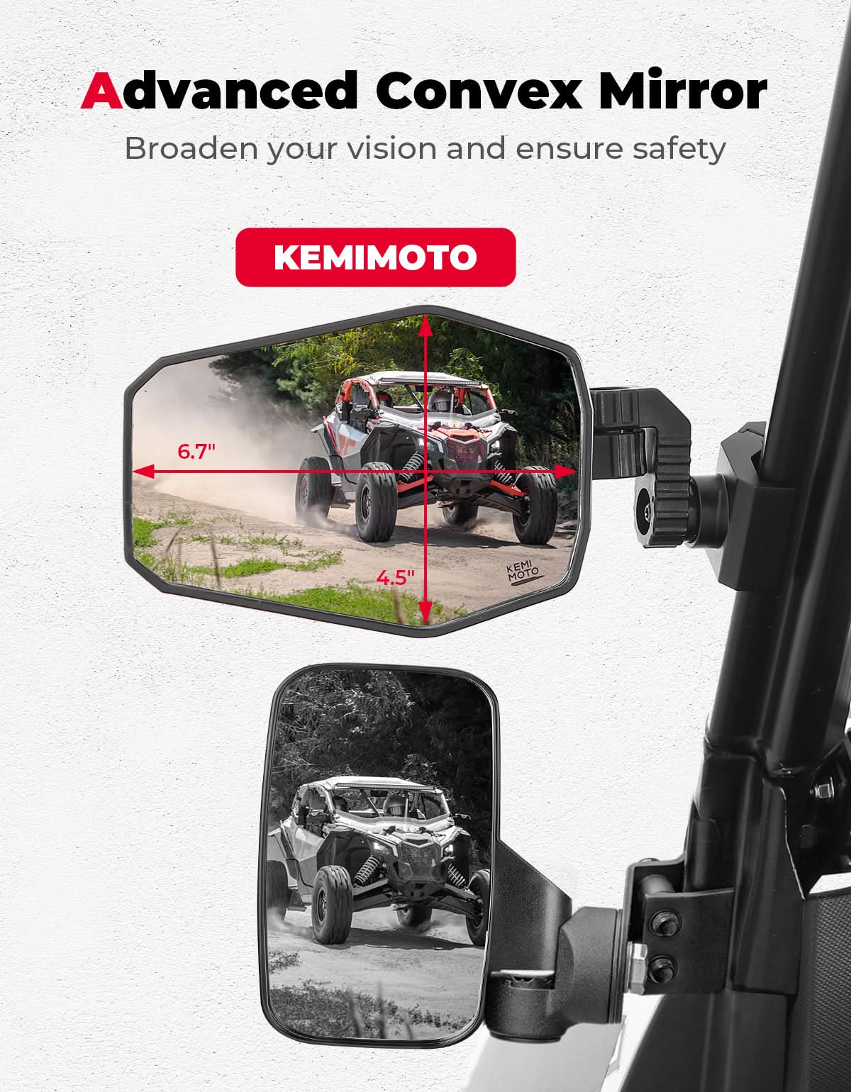 KEMIMOTO Specchietti Laterali UTV per Parabrezza Antischeggia