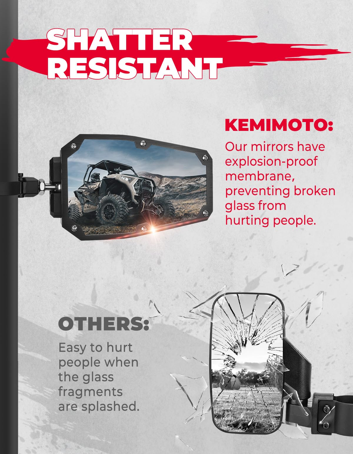 KEMIMOTO specchietti UTV 1,5-1,875 pollici