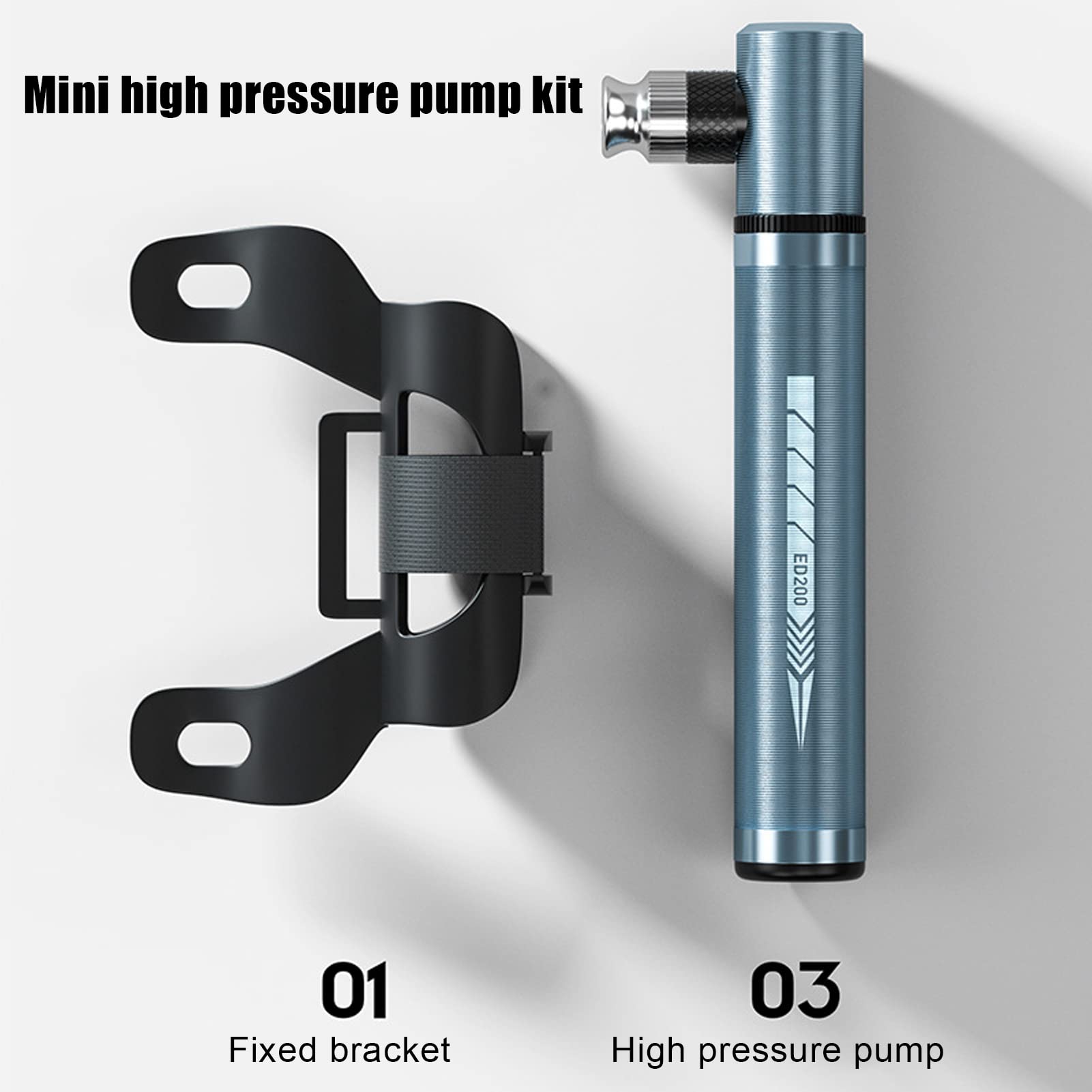 Hapivida Mini pompa bici 120 PSI argento portatile
