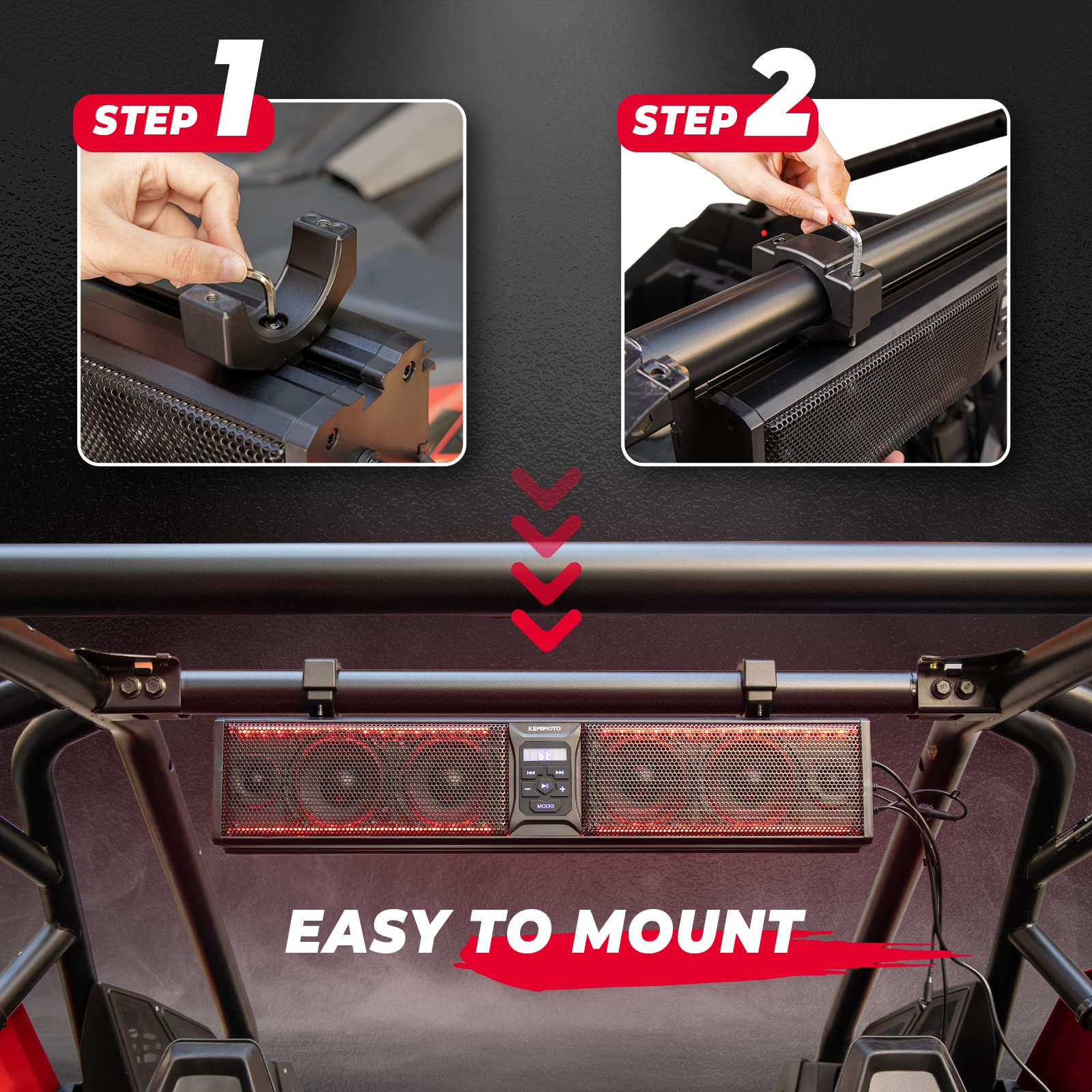 KEMIMOTO Soundbar Bluetooth 26 Pollici RGB per RZR Impermeabile