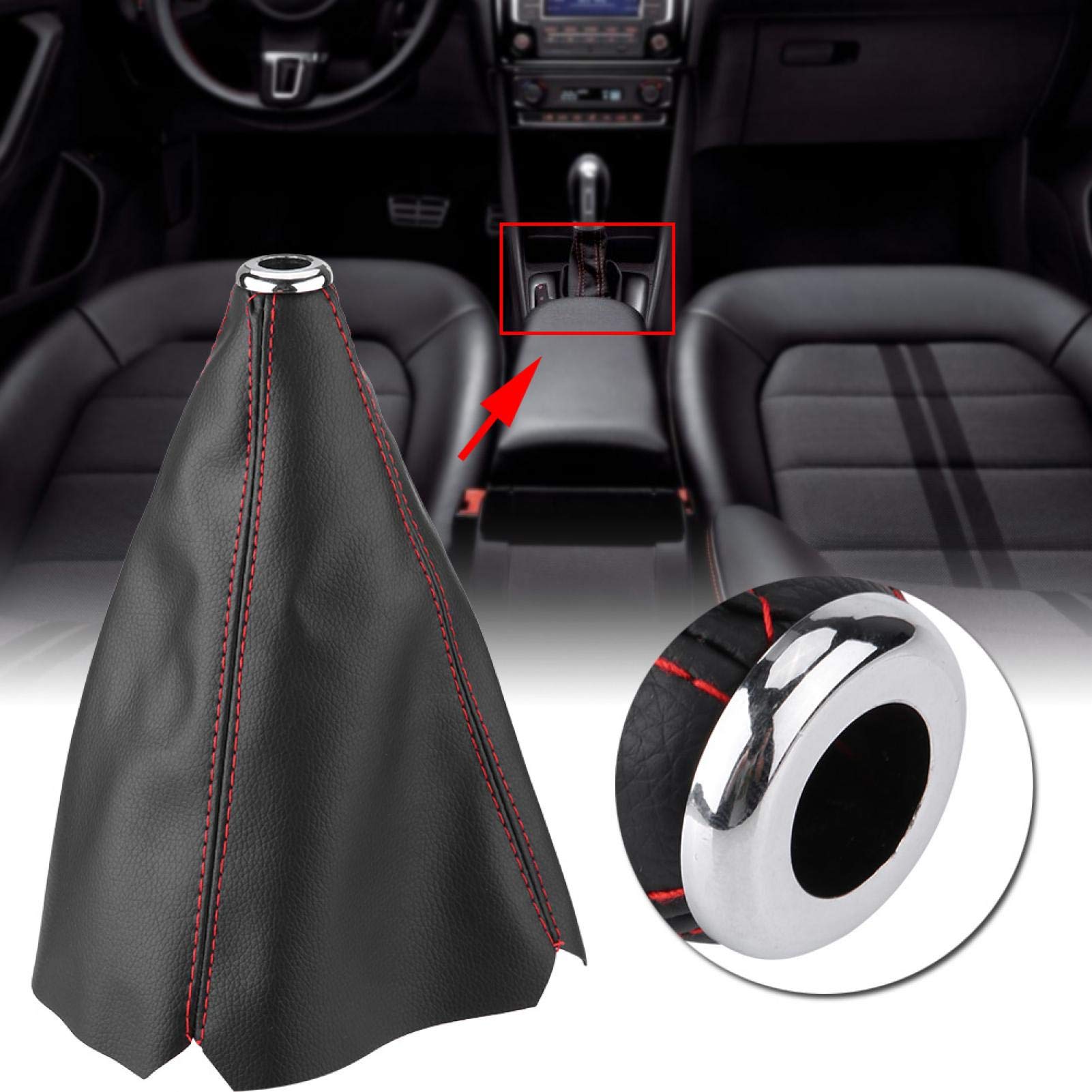 Kuuleyn cuffia cambio manuale pelle PU nera cuciture rosse