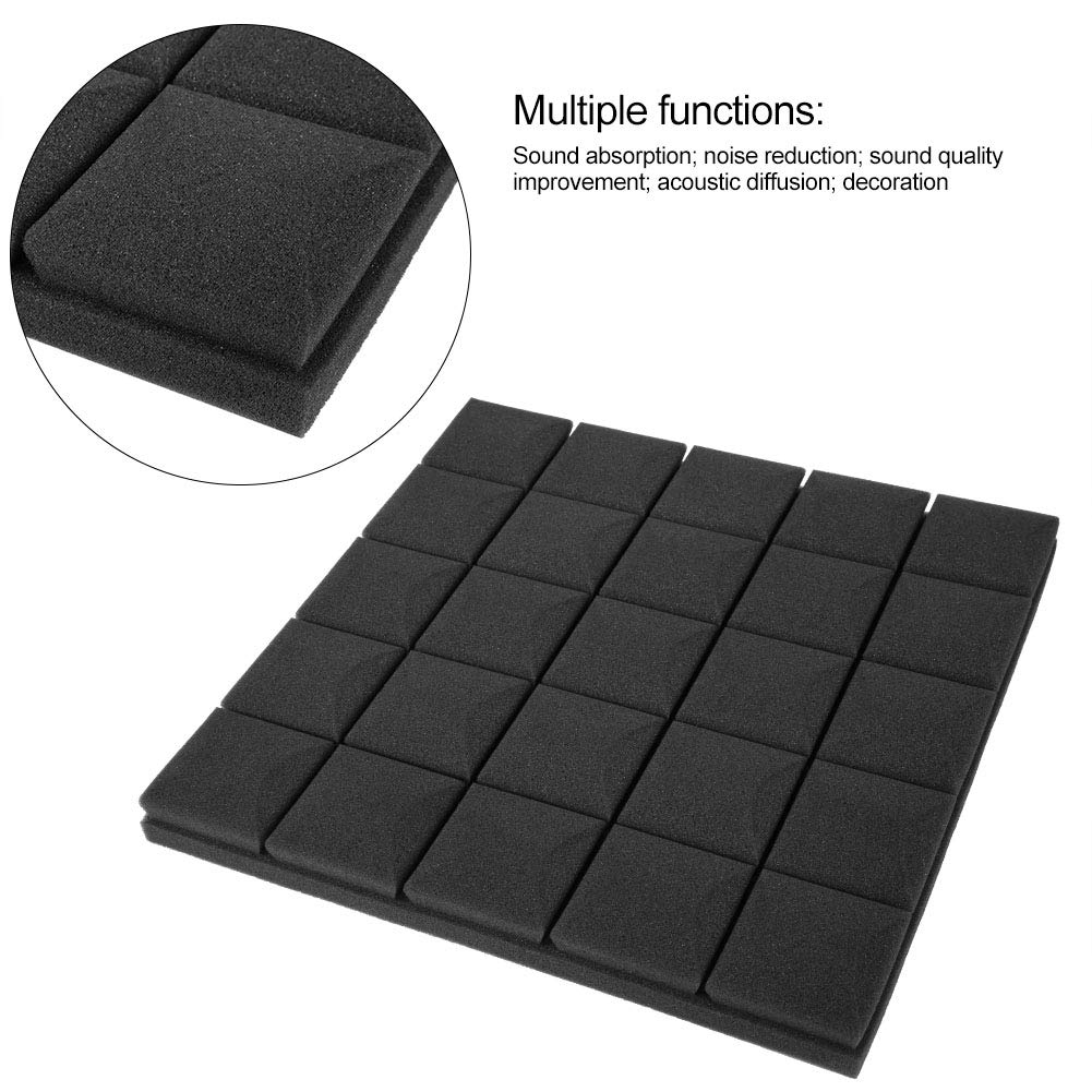 Kuuleyn Pannelli Acustici 50x50x5cm Pannelli Fonoassorbenti Nero 6 Pezzi