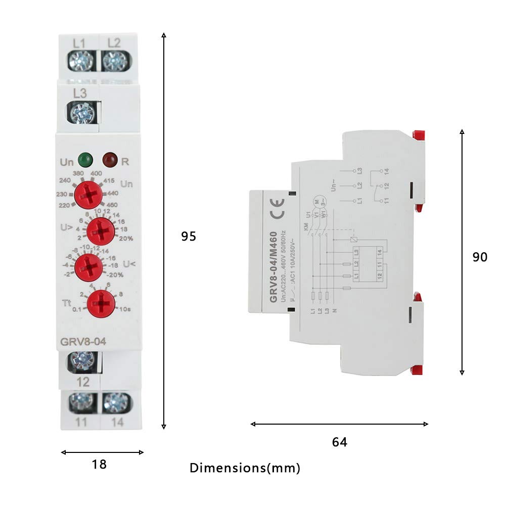 Kuuleyn GRV8-04 Relè Monitoraggio Tensione Trifase DIN