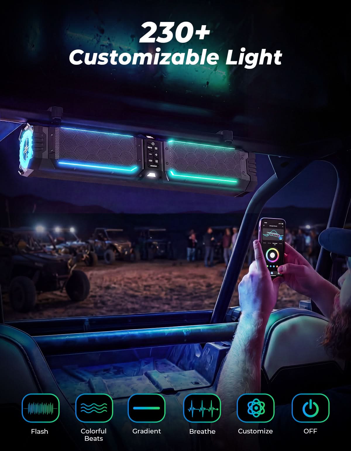 KEMIMOTO Midnight 70 Lite Gen2 Soundbar UTV 28" RGB