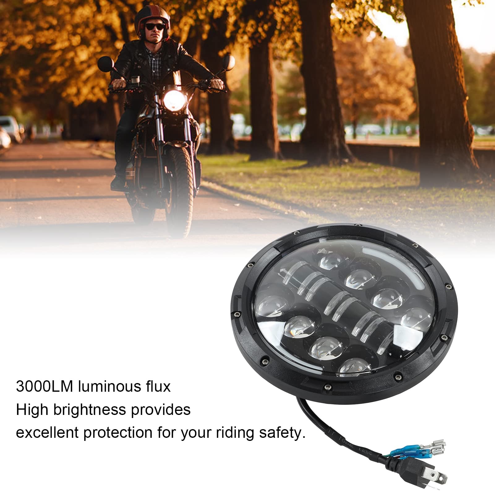 Hapivida Faro Moto LED 7 Pollici 6000K 3000LM Bianco