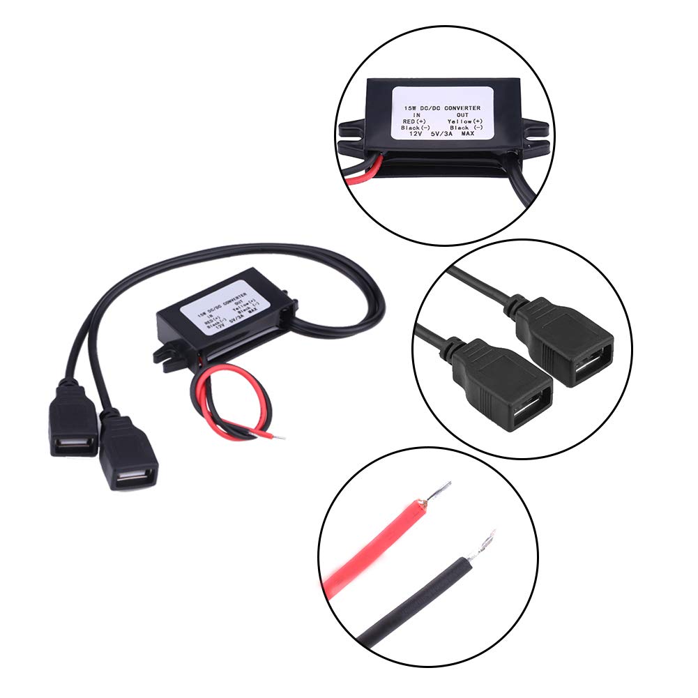 AOWINHIT Convertitore 12V-5V Caricabatterie Doppia USB 15W Impermeabile