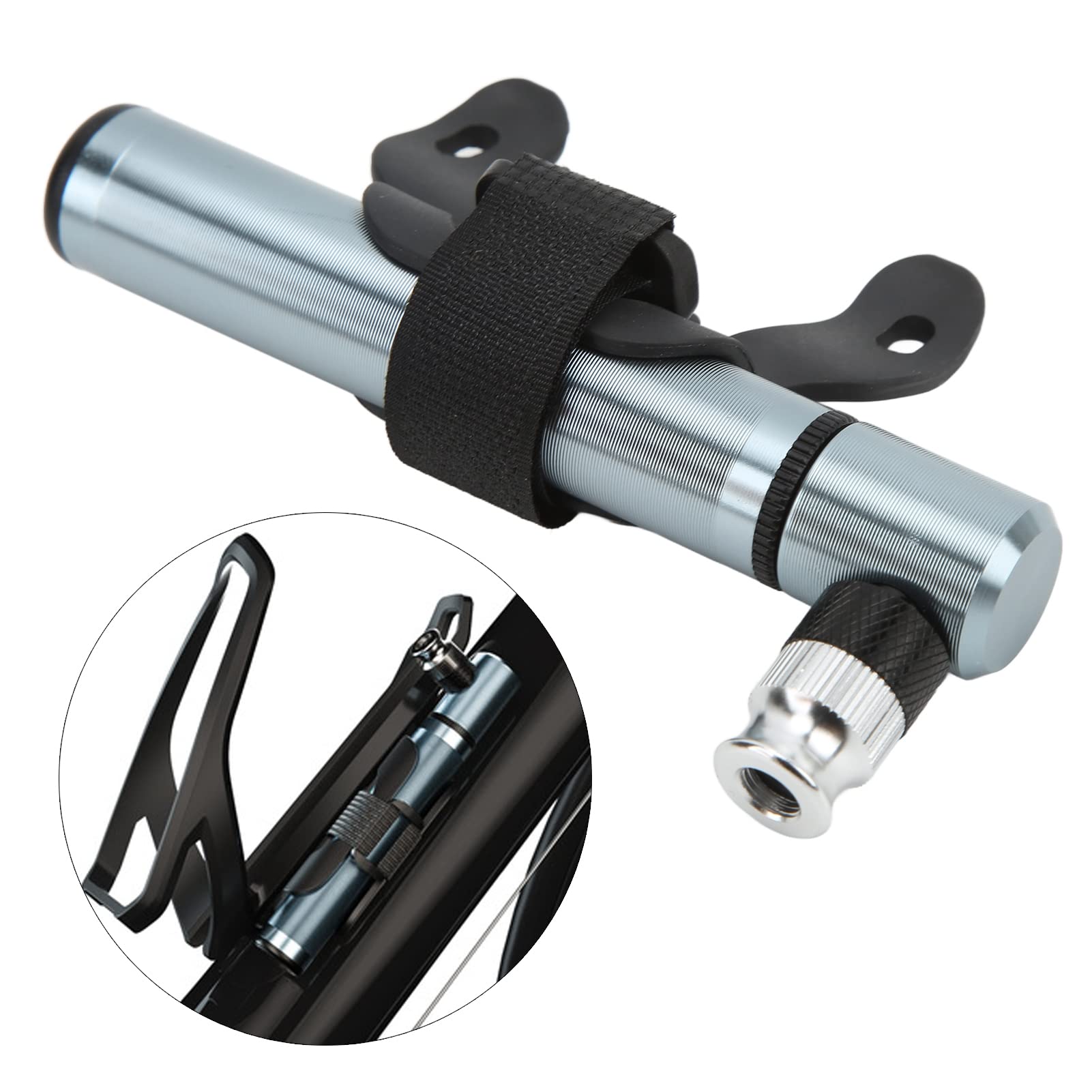 Hapivida Mini pompa bici 120 PSI argento portatile