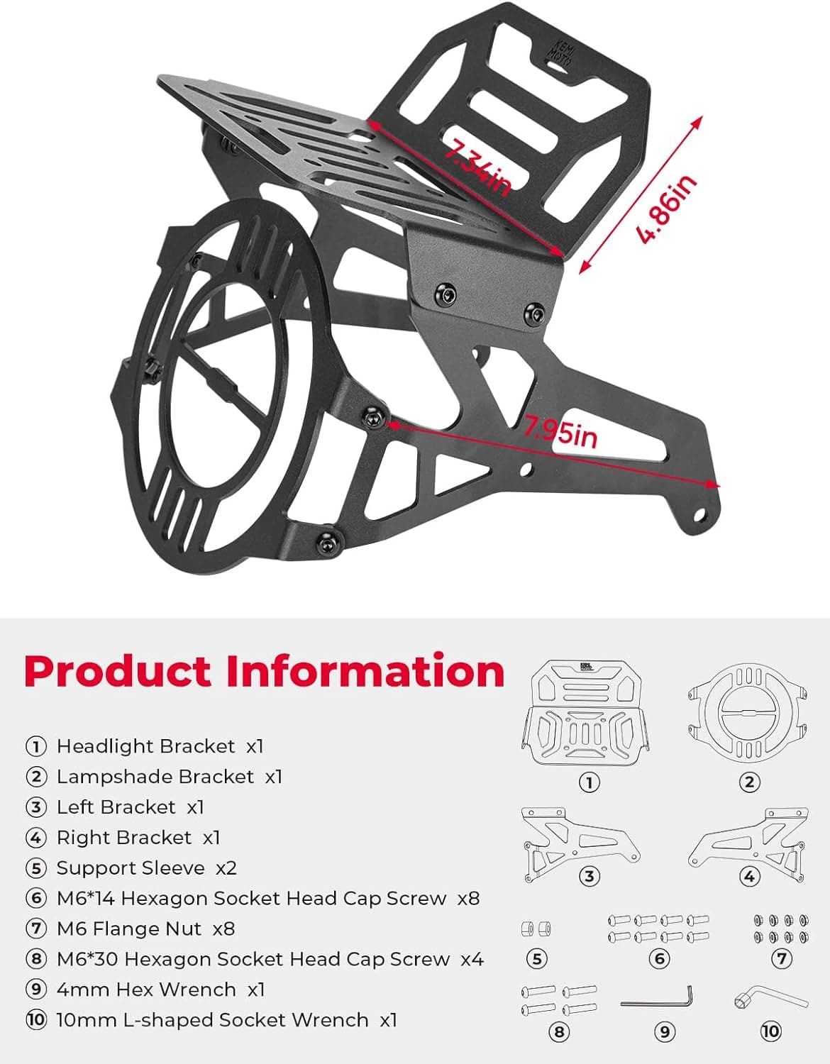 KEMIMOTO Portapacchi Anteriore CT125 Protezione Faro Alluminio