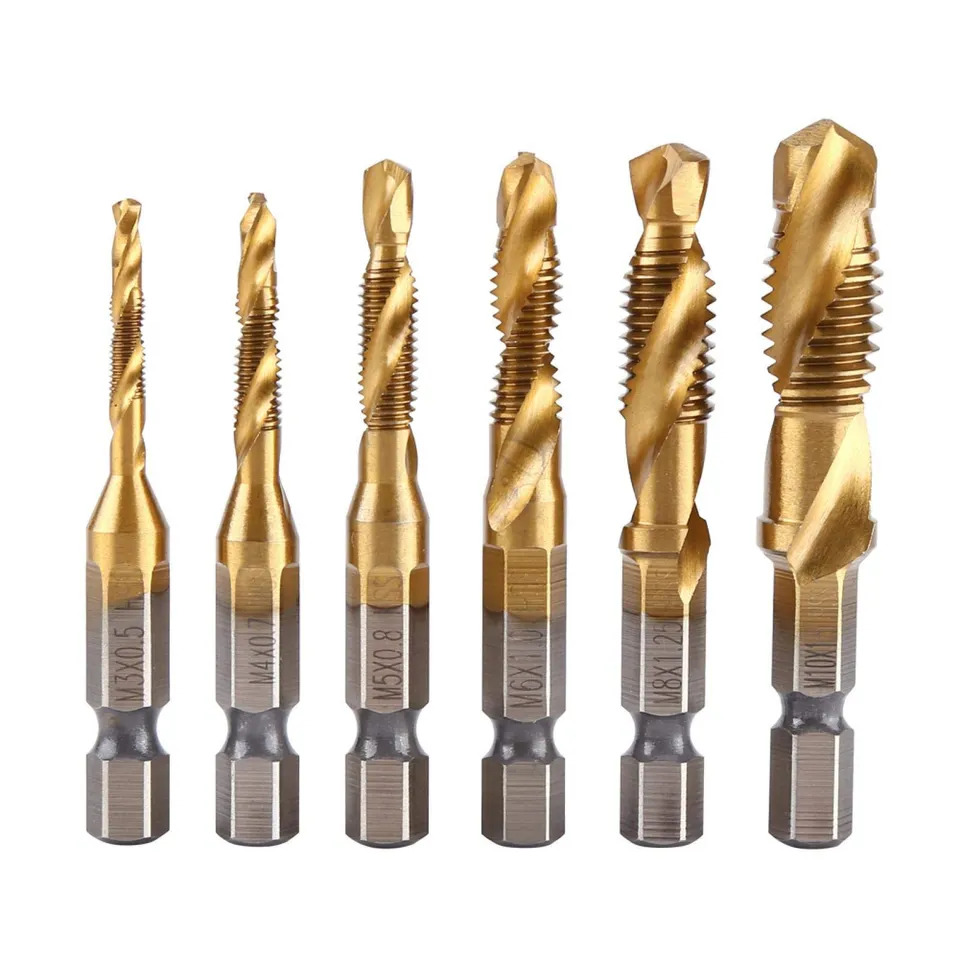 Kuuleyn Set Maschi M3-M10 6 Pezzi HSS Titanio Combinati