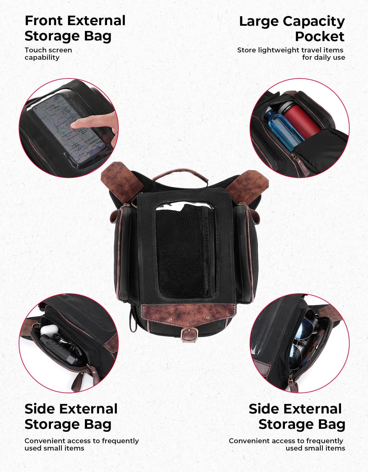 Kemimoto 8,5L borsa serbatoio moto espandibile touch