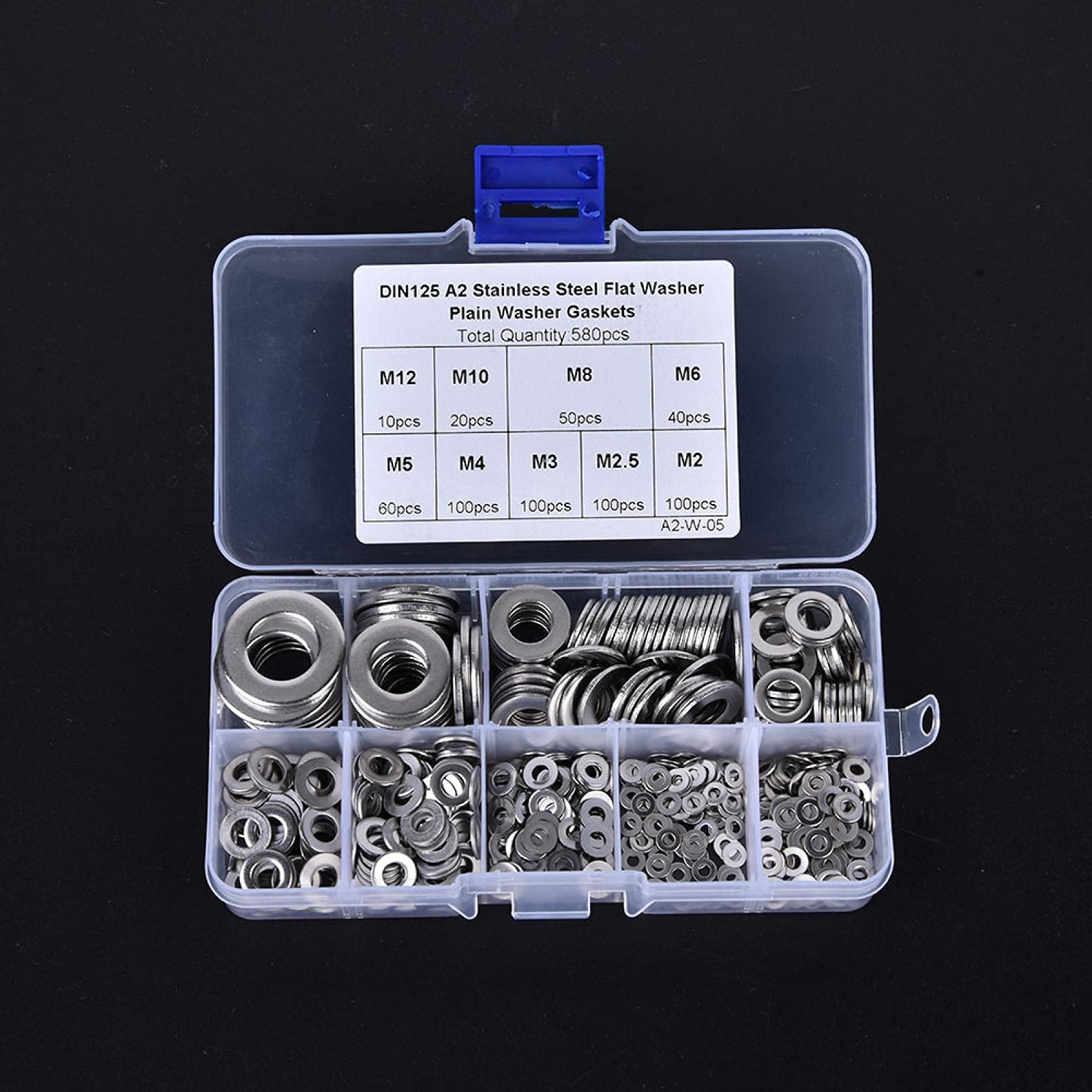 Kuuleyn M2-M12 kit rondelle piatte 580 pezzi acciaio inox
