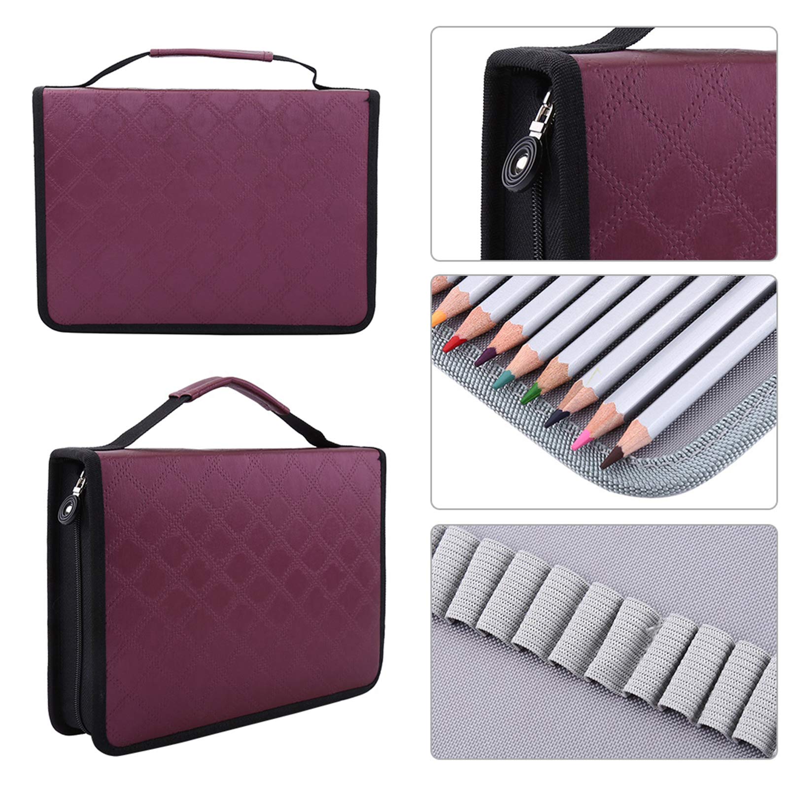 Hapivida astuccio matite 150 posti PU viola con maniglia