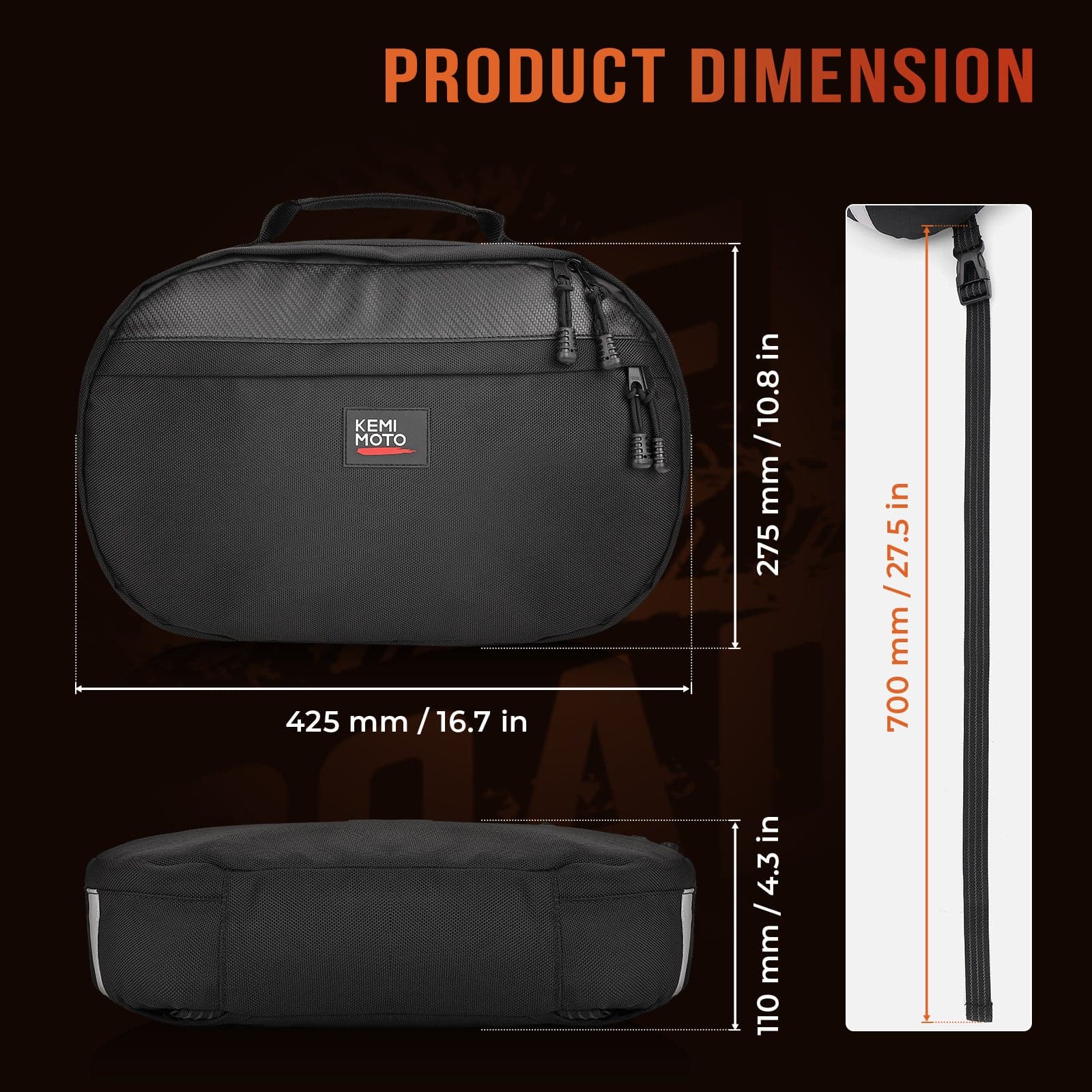 Kemimoto borsa portacinghia UTV riflettente impermeabile