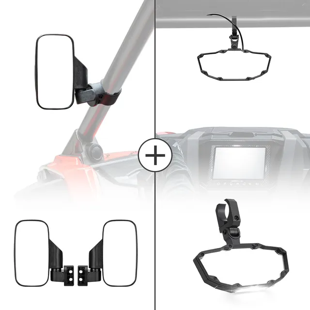 Kemimoto UTV specchietti laterali+centrale con luce