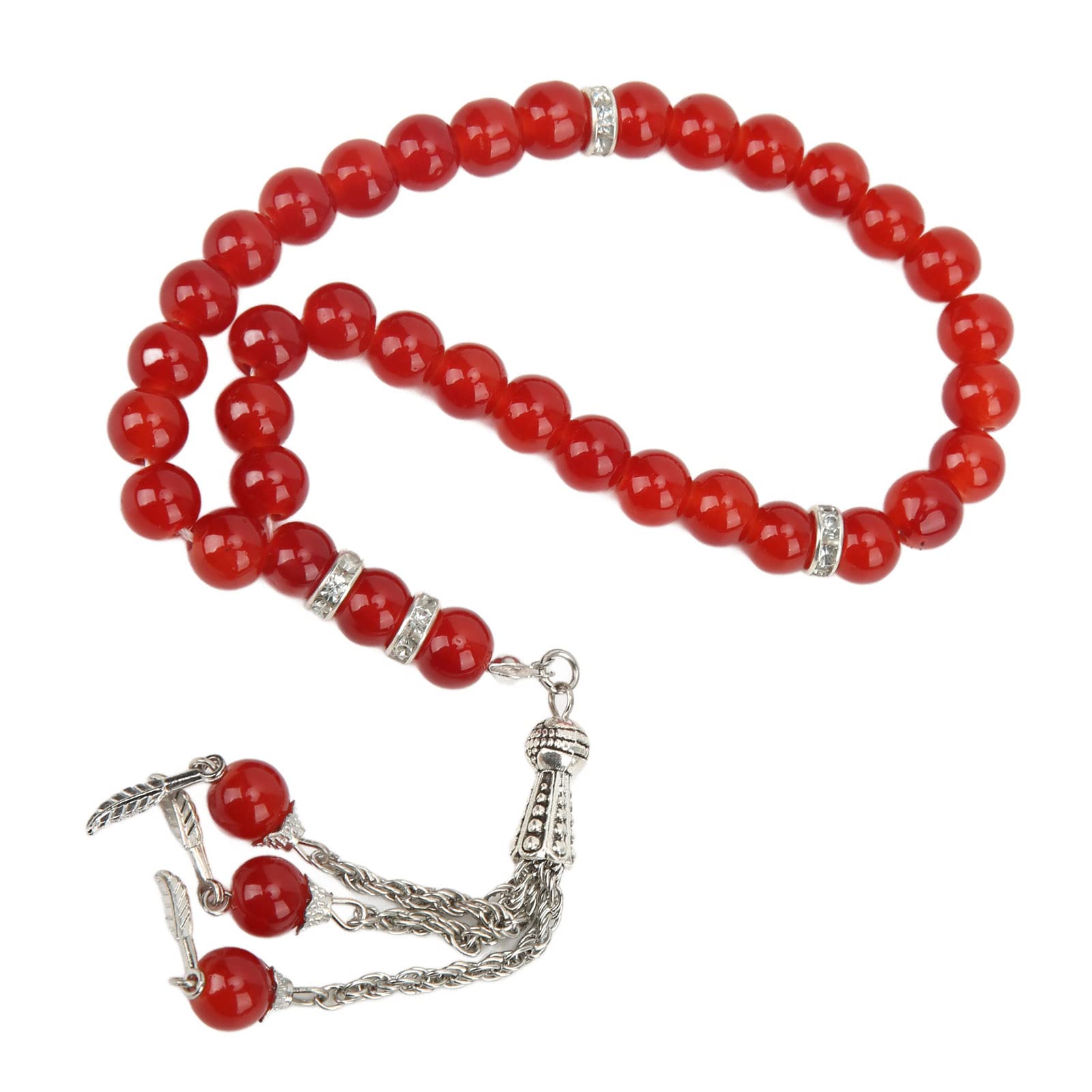 Hapivida tasbih 33 grani preghiera 8mm rosso smalto