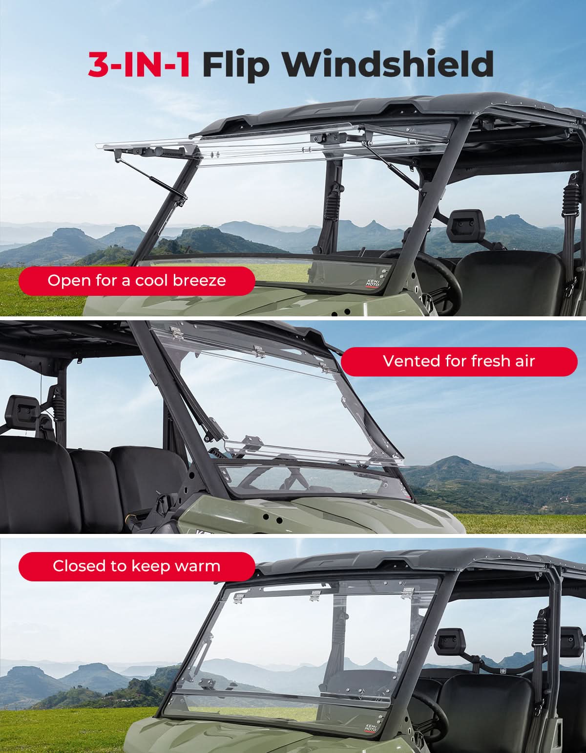 KEMIMOTO Defender parabrezza flip 3-in-1 antigraffio