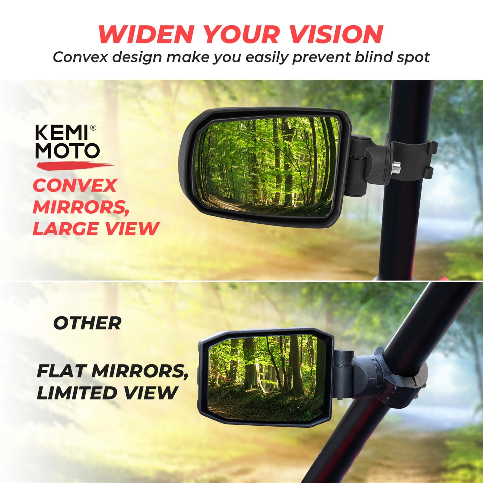 KEMIMOTO Ranger specchietto laterale regolabile 1,75" grandangolo
