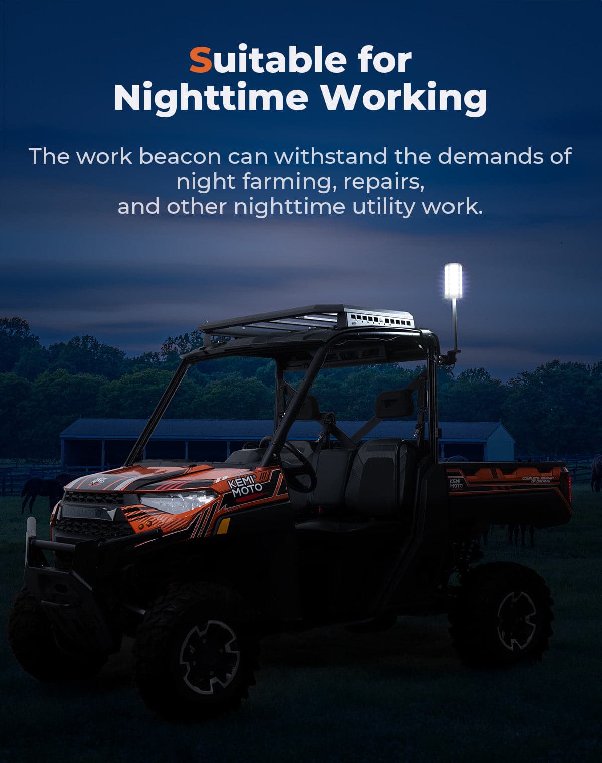 Kemimoto Ranger 1000 faro lavoro LED 12V IP65 posteriore