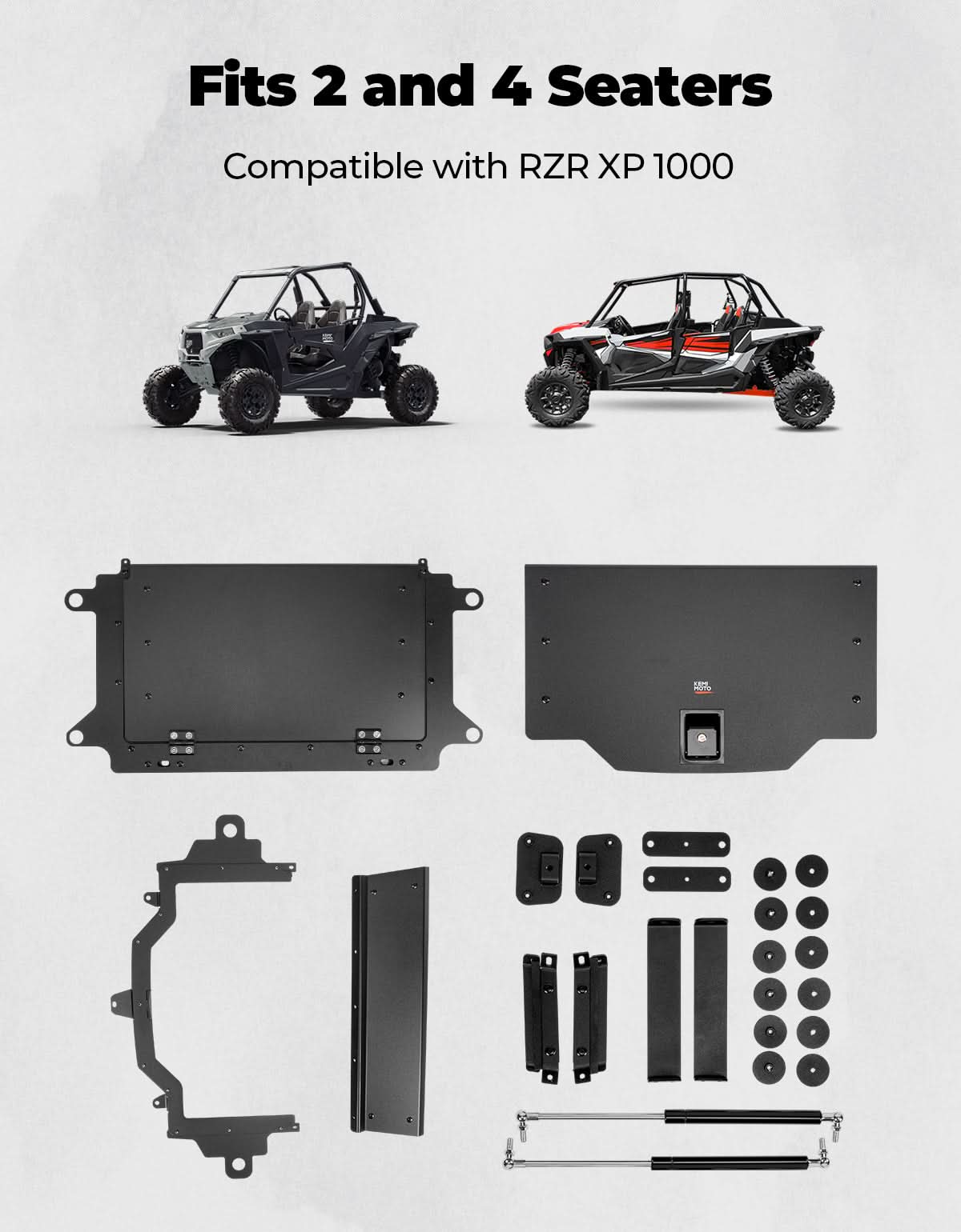 KEMIMOTO RZR XP 1000 baule posteriore alluminio nero