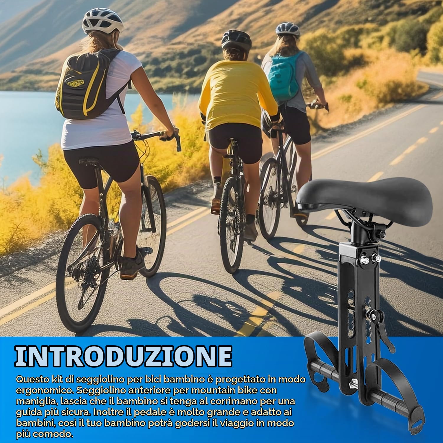 Hapivida seggiolino bici anteriore MTB #2 con manubrio alluminio