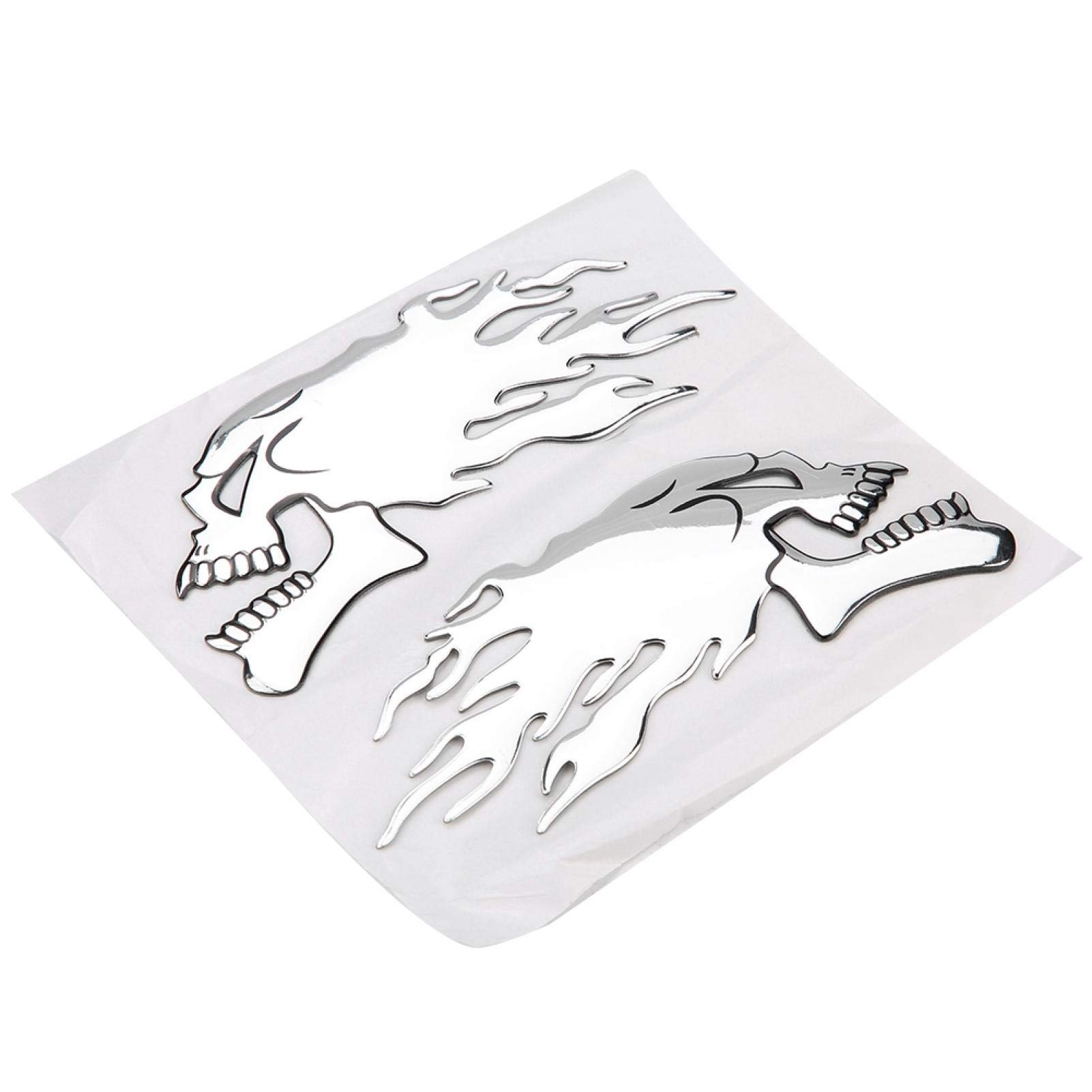 Kuuleyn sticker moto teschio 3D argento 2 pezzi gomma