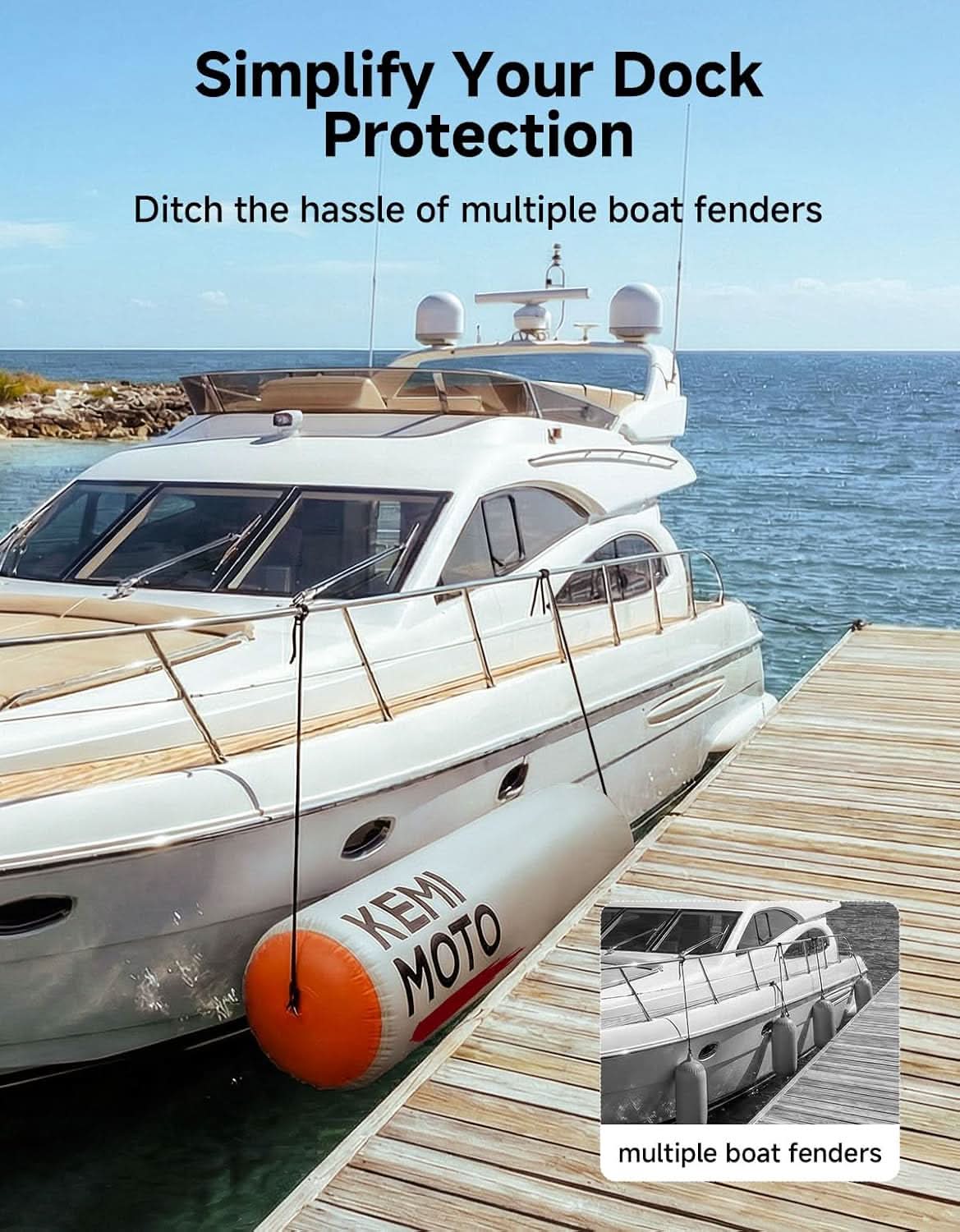 KEMIMOTO Parabordo Gonfiabile Barca PVC 3m Antistrappo