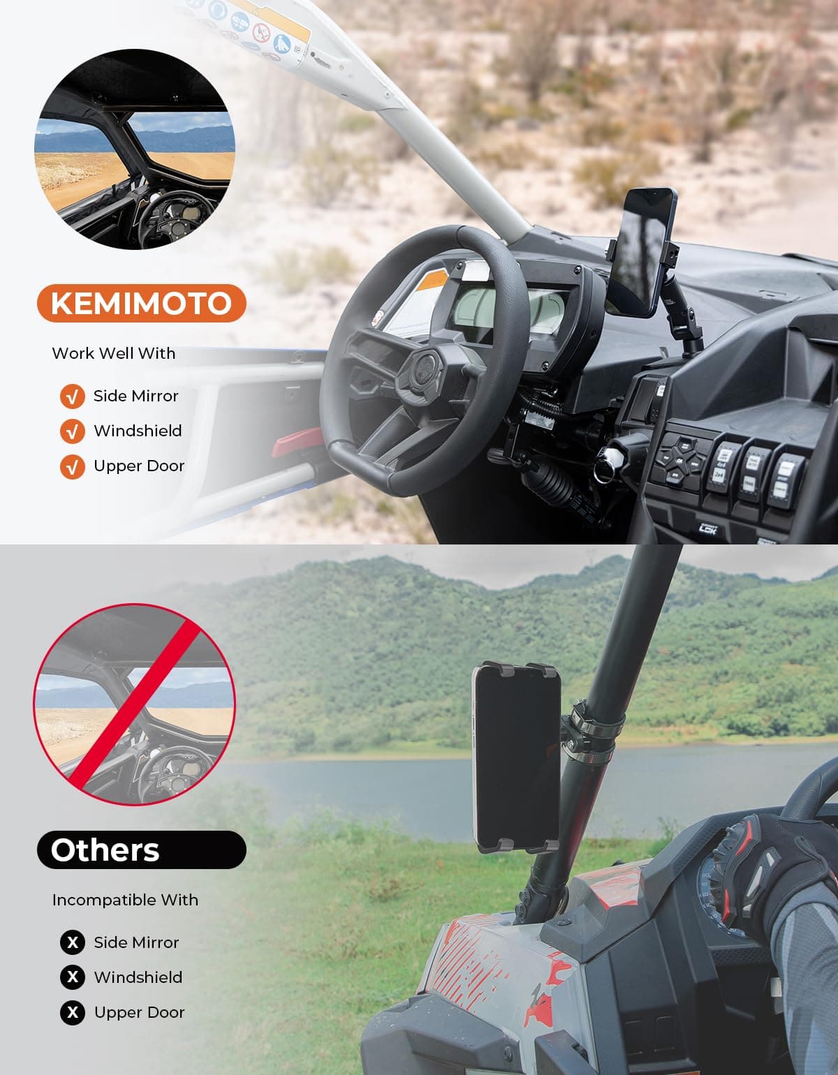 KEMIMOTO Maverick X3 Supporto Telefono CNC 360° Alluminio
