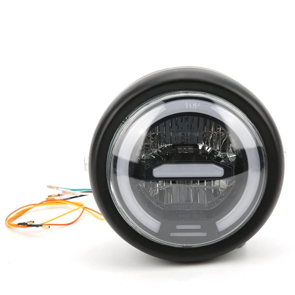 Hapivida Faro Moto LED Rotondo 6,5 Pollici Nero 12-24V Angel Eyes
