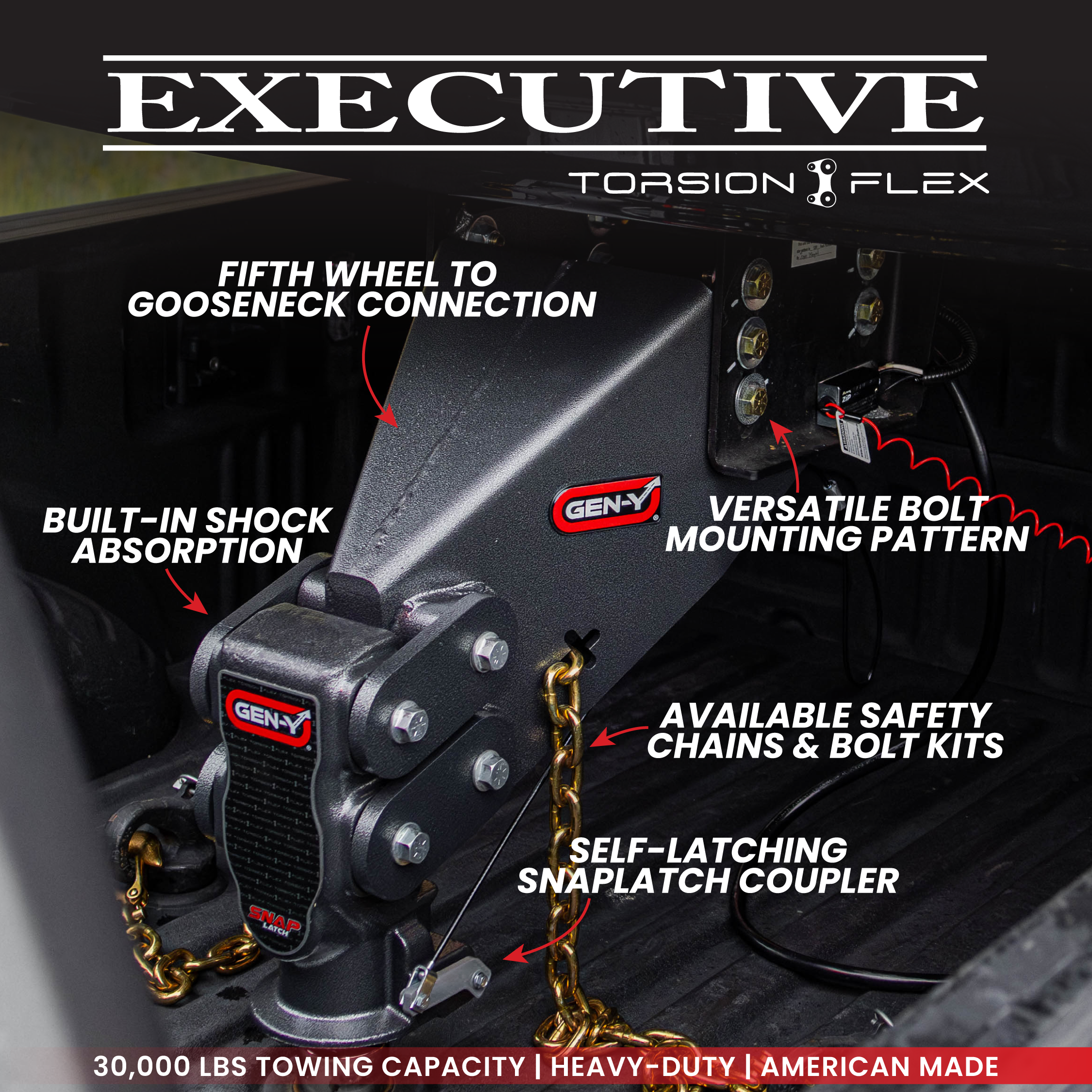 GEN-Y Hitch Executive Fifth Wheel Gooseneck Pin Box Torsion-Flex