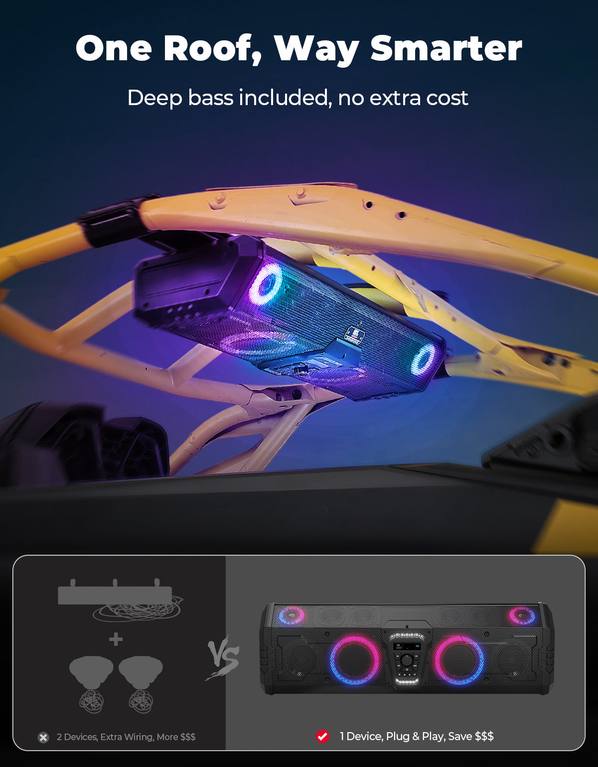 Kemimoto Midnight 90 soundbar 34" barra audio UTV 800W IP66