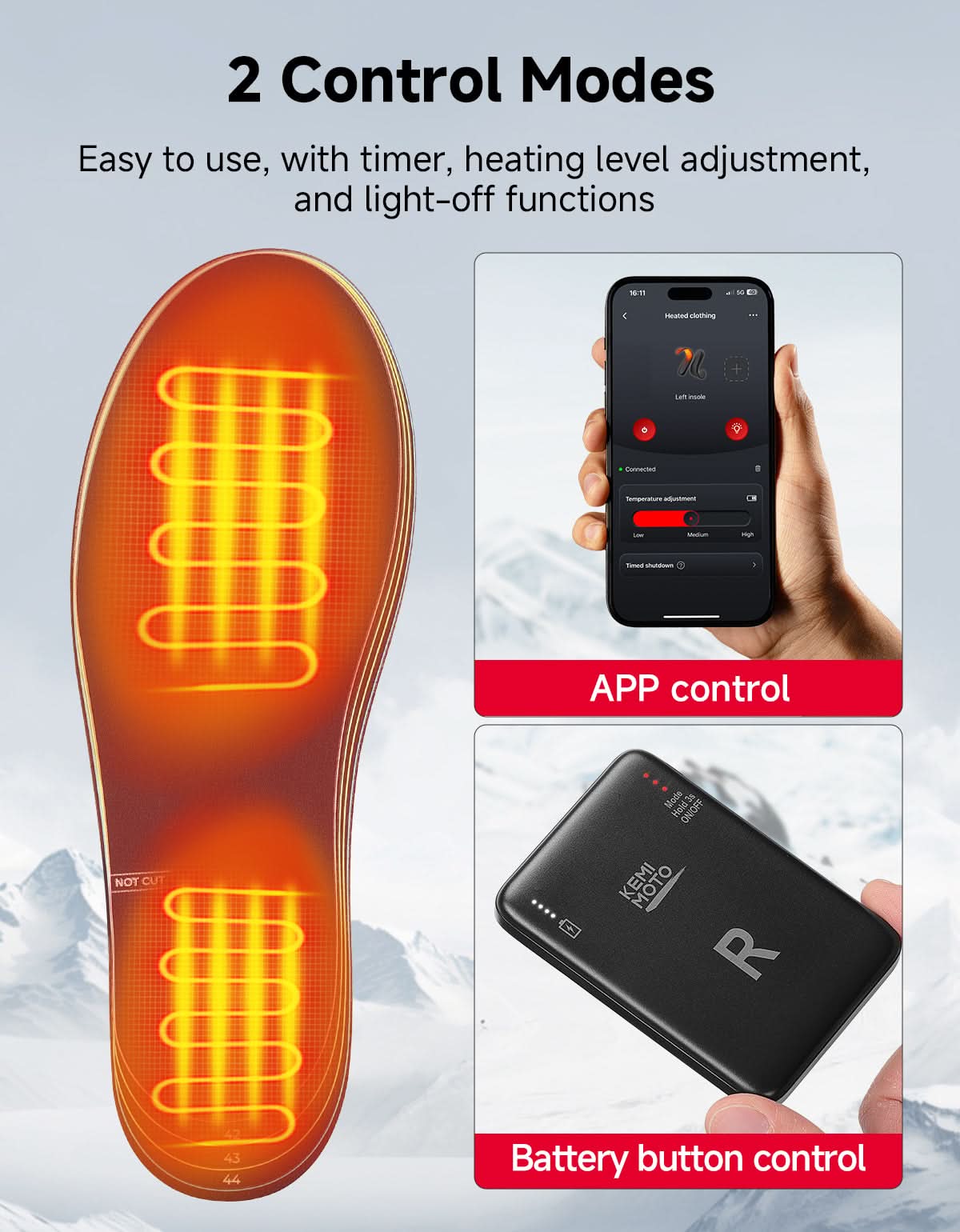 Kemimoto Solette riscaldate APP 5000mAh trim-to-fit