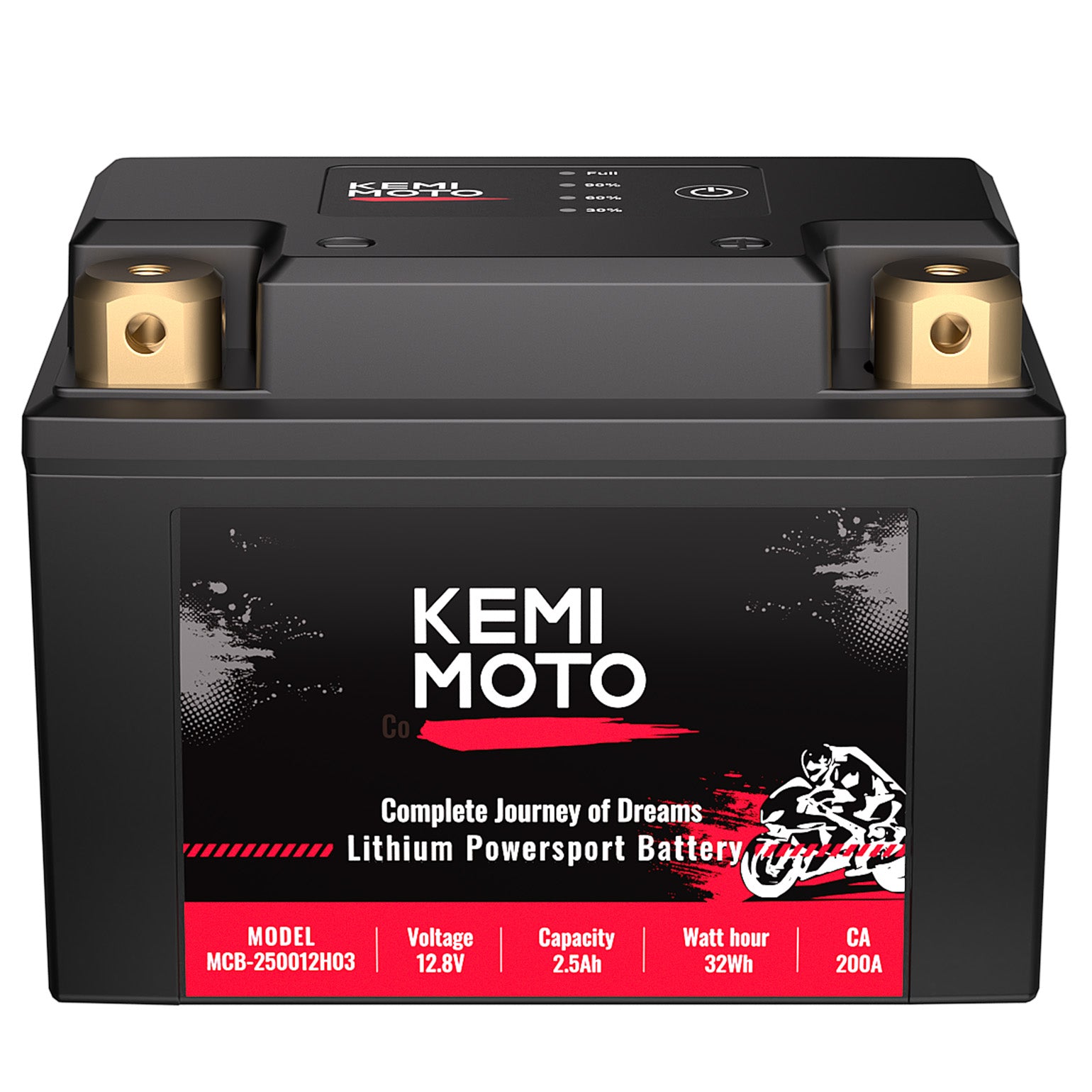 KEMIMOTO Batteria Litio 12V 2,5Ah LiFePO4 Moto