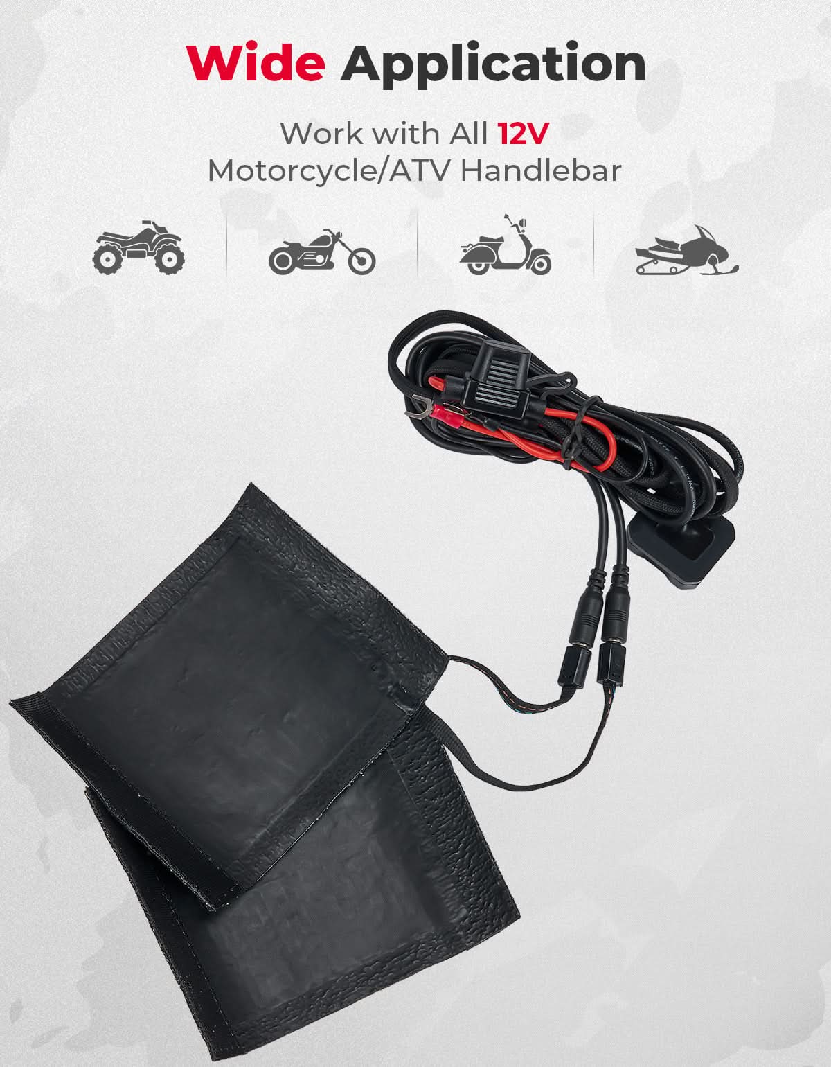 KEMIMOTO Manopole Riscaldate Moto ATV IP67 3 Livelli