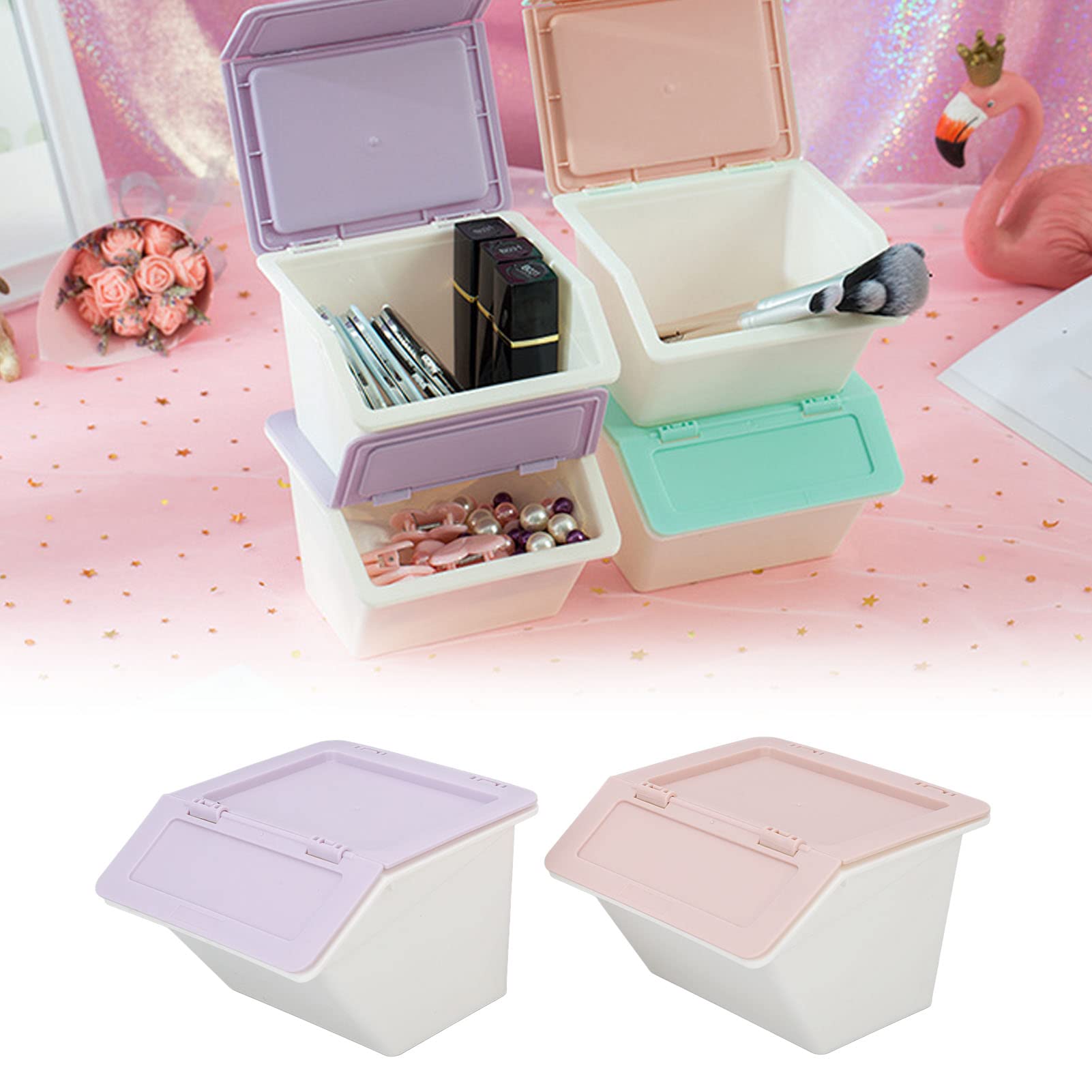 Kuuleyn Organizer Scrivania Plastica Rosa Viola 2 Pezzi