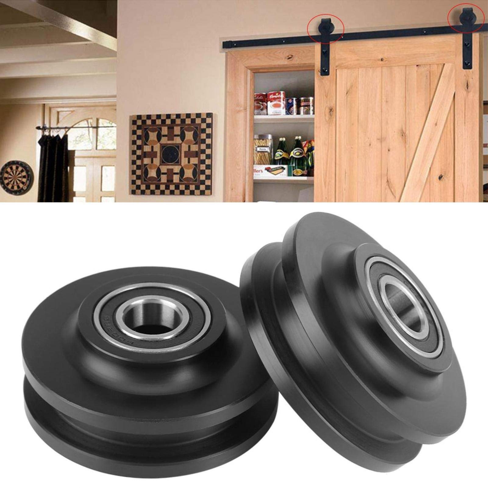 Kuuleyn Ruote Guida Porta Scorrevole 2 Pezzi 70 mm Nylon