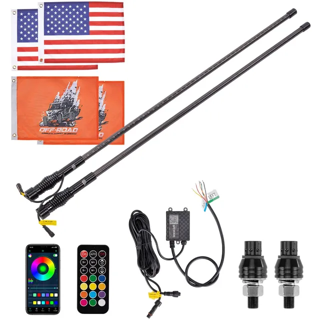Kemimoto Whip Lights 3FT luci whip LED 2 pezzi controllo app