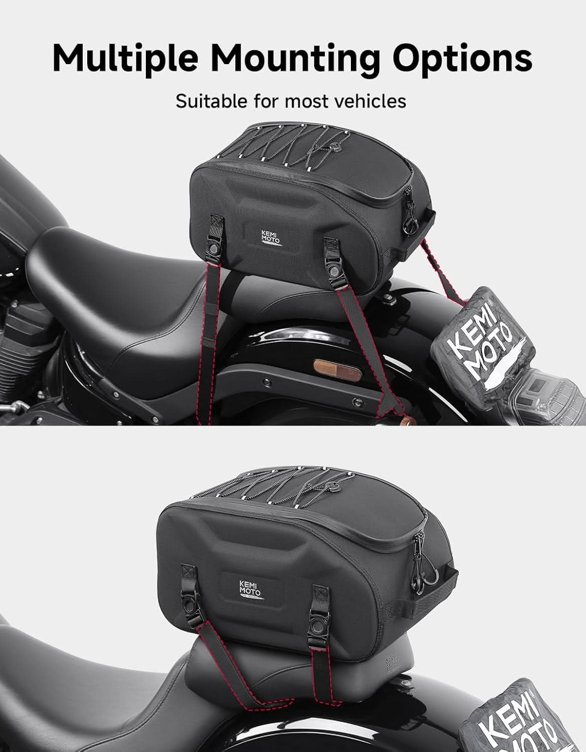 KEMIMOTO Borsa posteriore moto impermeabile 13L guscio rigido