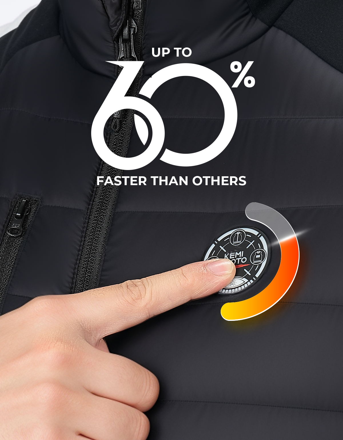 KEMIMOTO Gilet Riscaldato Nero con Batteria Grafene Uomo Donna