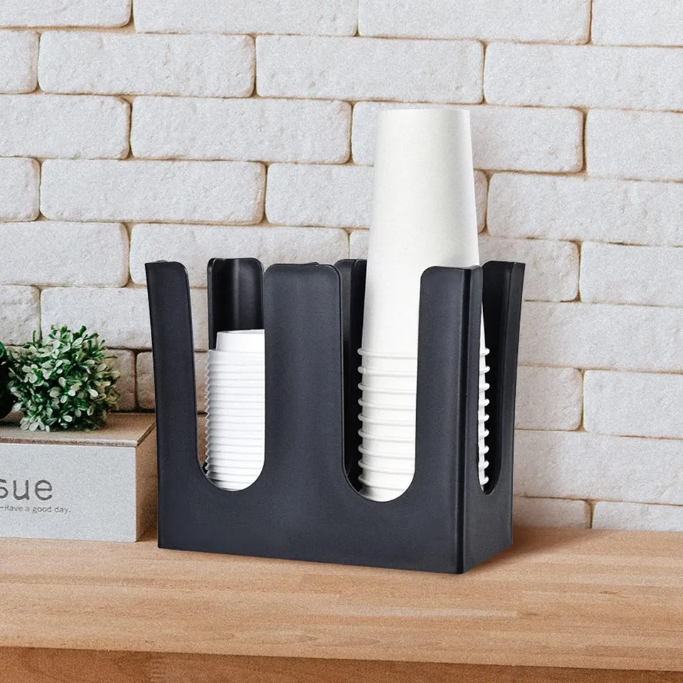Kuuleyn dispenser bicchieri carta nero 2 scomparti plastica