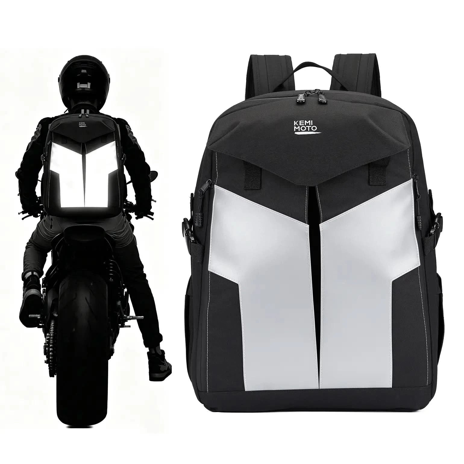 Kemimoto 30L zaino moto riflettente porta casco