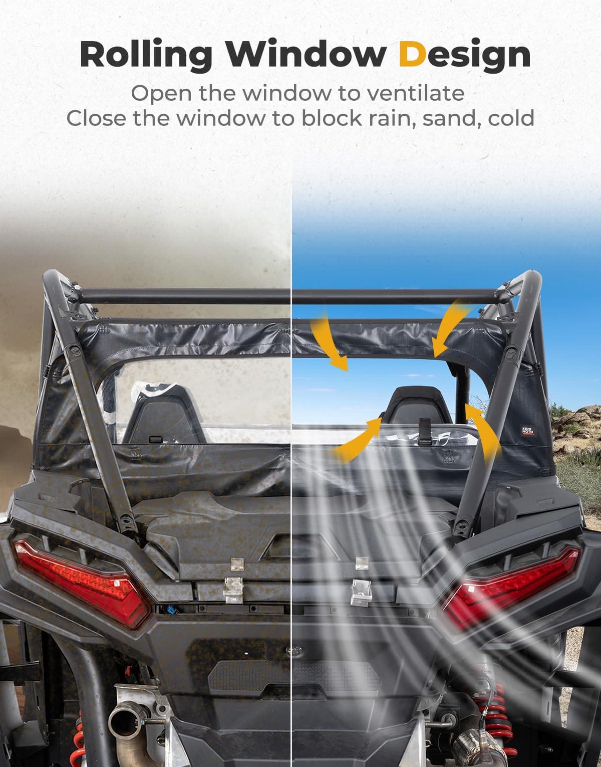 Kemimoto RZR XP 1000 lunotto posteriore morbido con zip