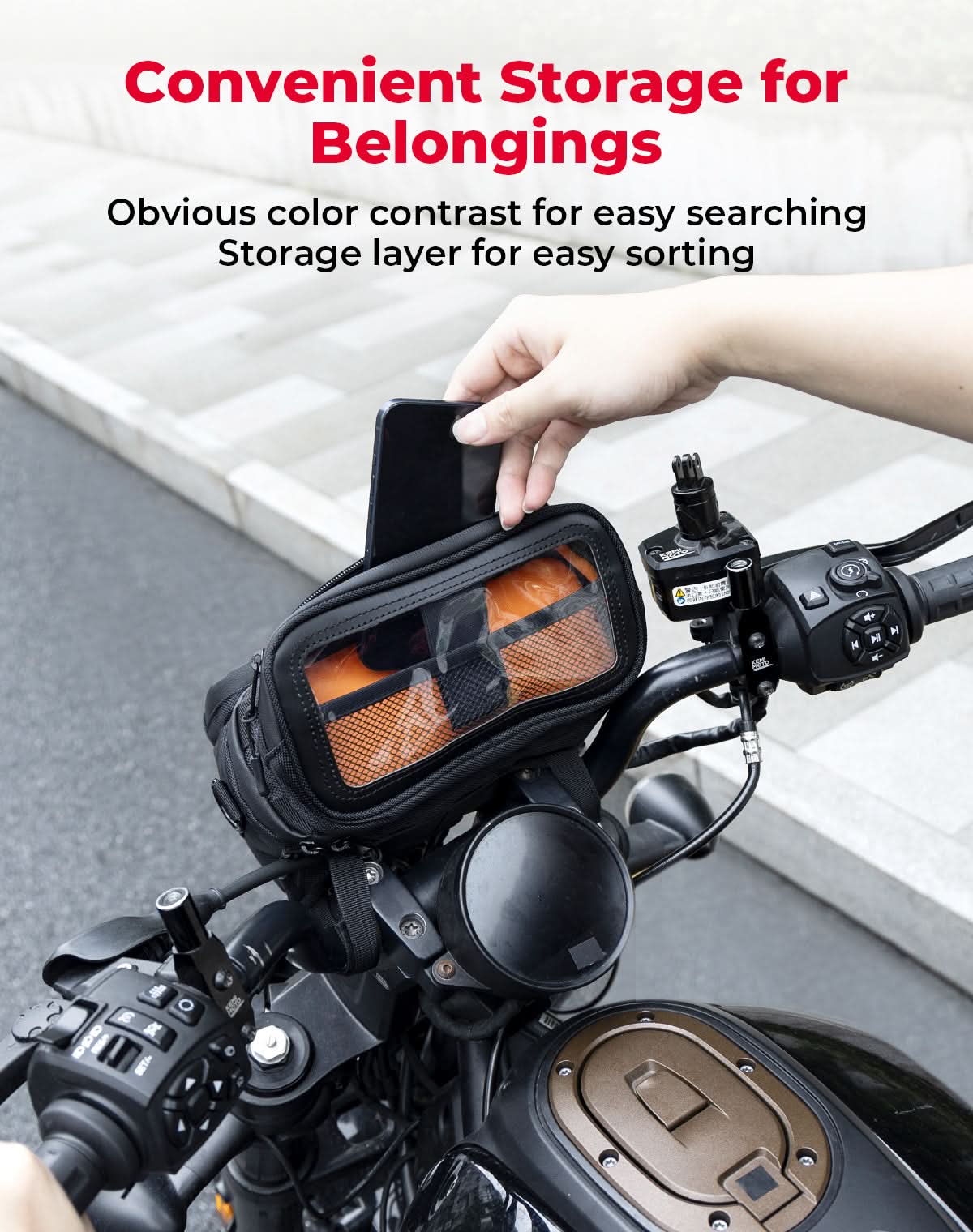 KEMIMOTO Borsa Manubrio Moto Cruiser Nylon 1680D